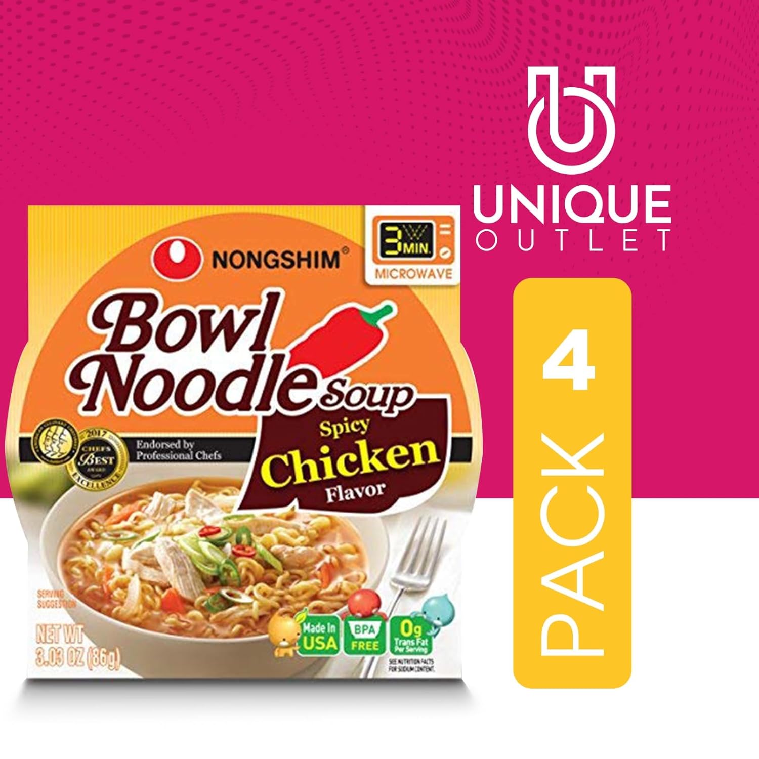 Nongshim Unique Outlet – Paquete de 24 cuencos para sopa Ramyun Ramen de sabores surtidos, 3.03 onzas