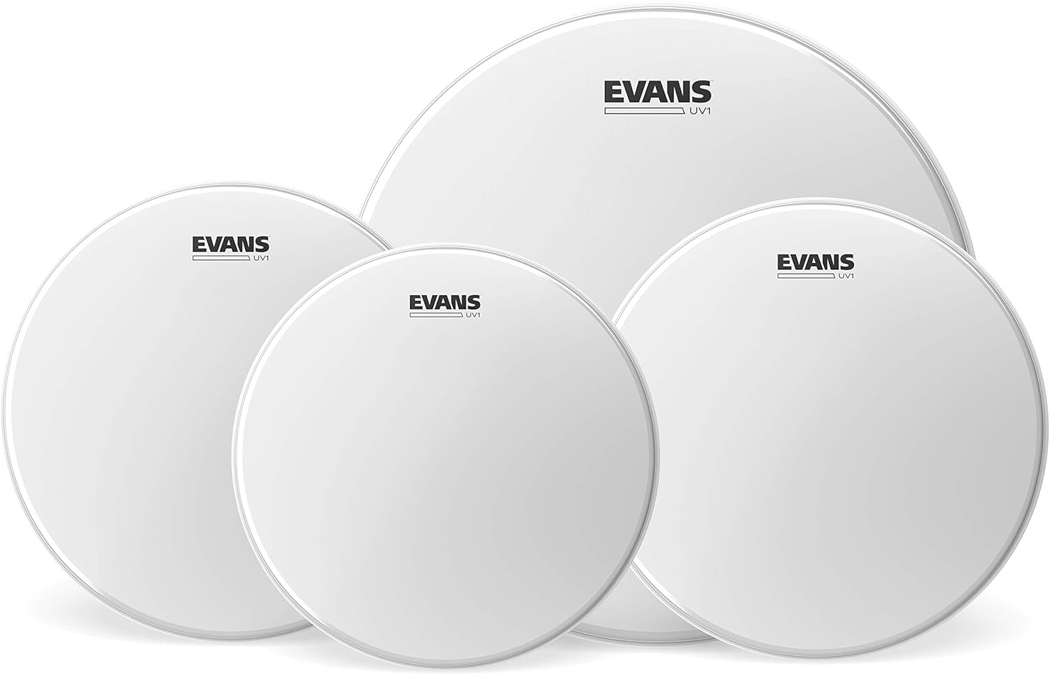 Evans Cabezales de tambor – Paquete Rock Tom recubierto UV1 (10, 12, 16 pulgadas) con batea de caja recubierta UV1 de 14 pulgadas