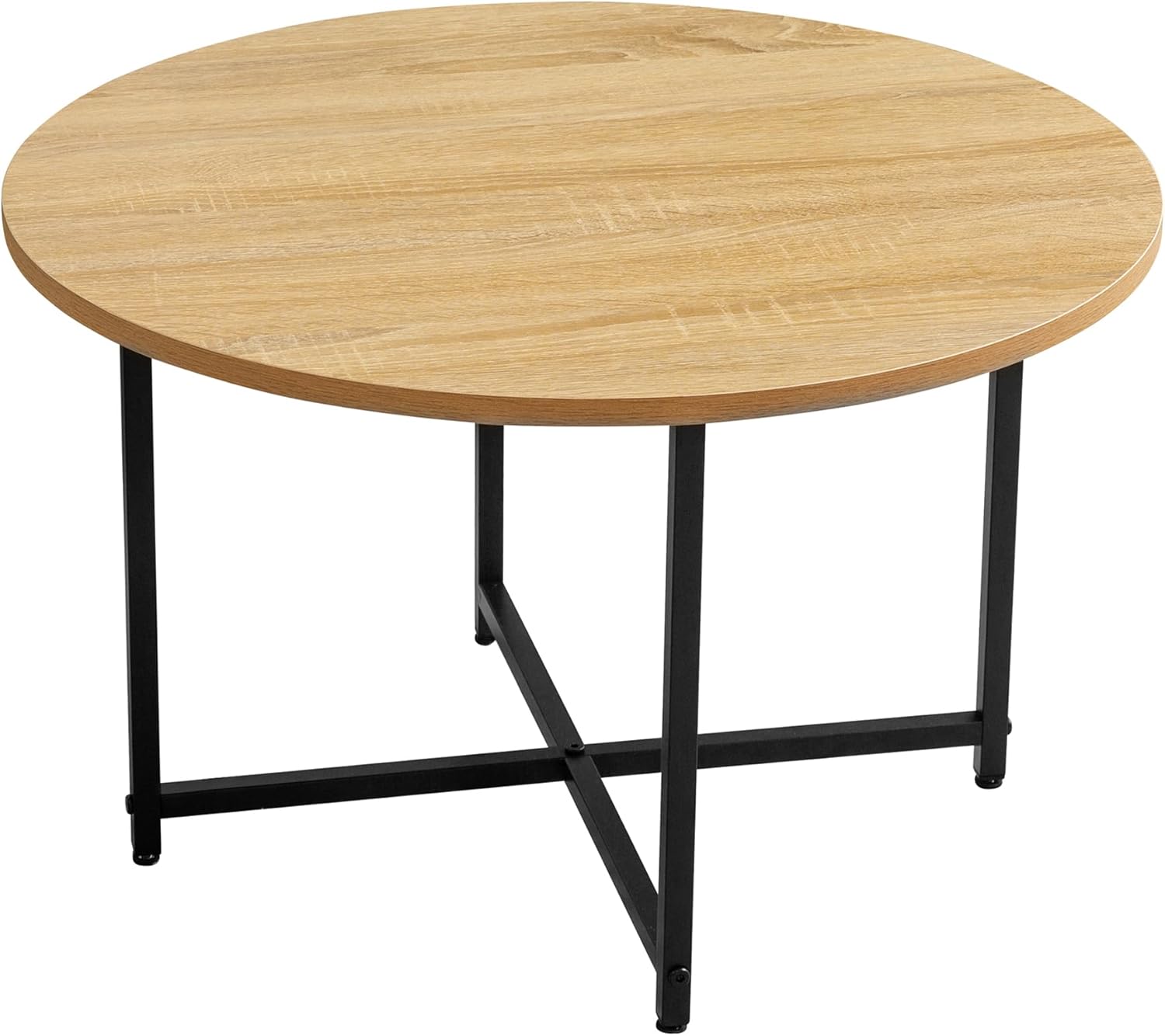 Mesa auxiliar redonda con parte superior de madera rústica y patas de metal resistentes, para sofá, sofás, mesa auxiliar, mesa auxiliar para sala de