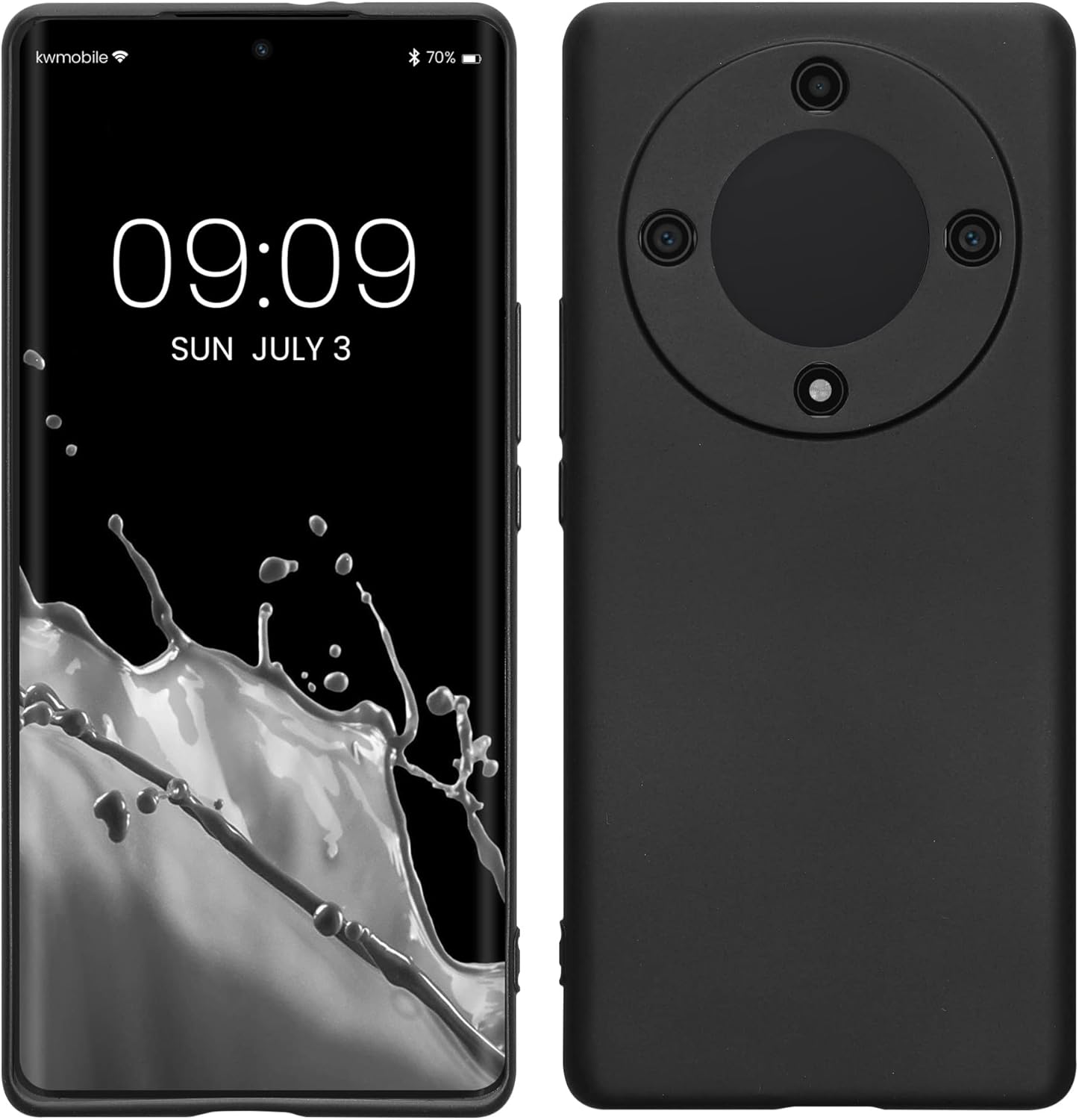 kwmobile Funda compatible con Honor Magic5 Lite 5G – Funda trasera de TPU suave – con aspecto metálico – Gris metálico