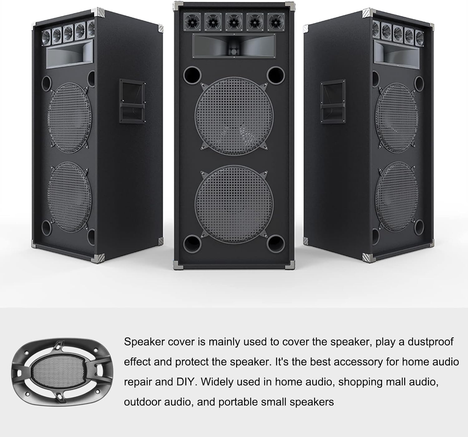 Cubierta para parrilla de altavoz, protector de rejilla de subwoofer, para audio en el hogar, bricolaje, 4 x 6 pulgadasnegro2 unidades