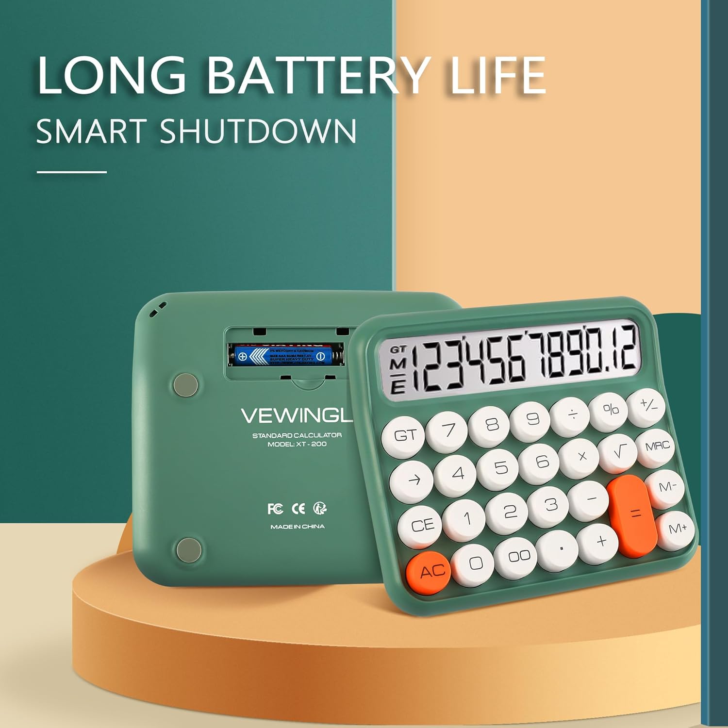 VEWINGL Calculadora de interruptor mecánico de 12 dígitos, pantalla grande de escritorio y botones, calculadora con pantalla LCD grande para
