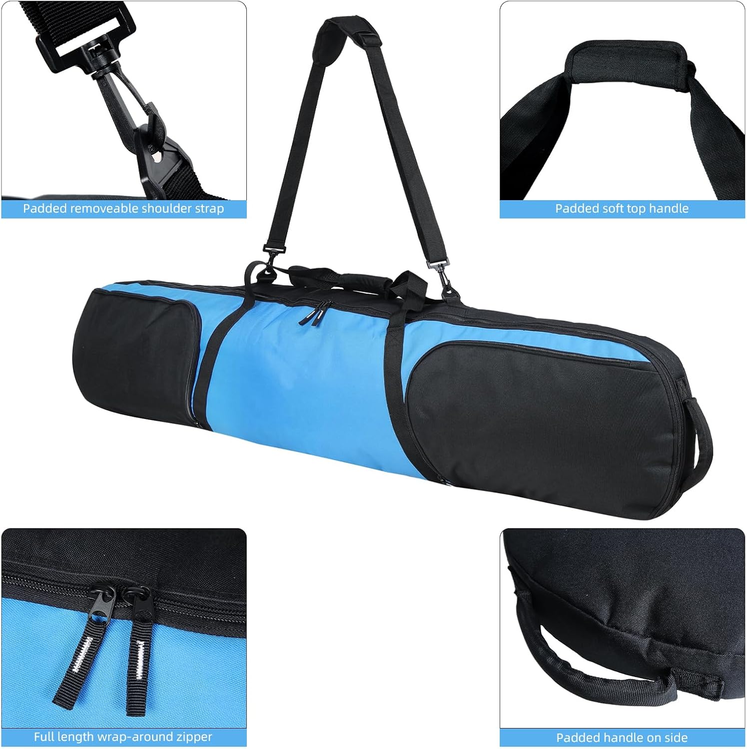 Bolsa de snowboard reforzada acolchada bolsa de esquí impermeable perfecta para viajes por carretera, viajes aéreos para snowboard, gafas, guantes,