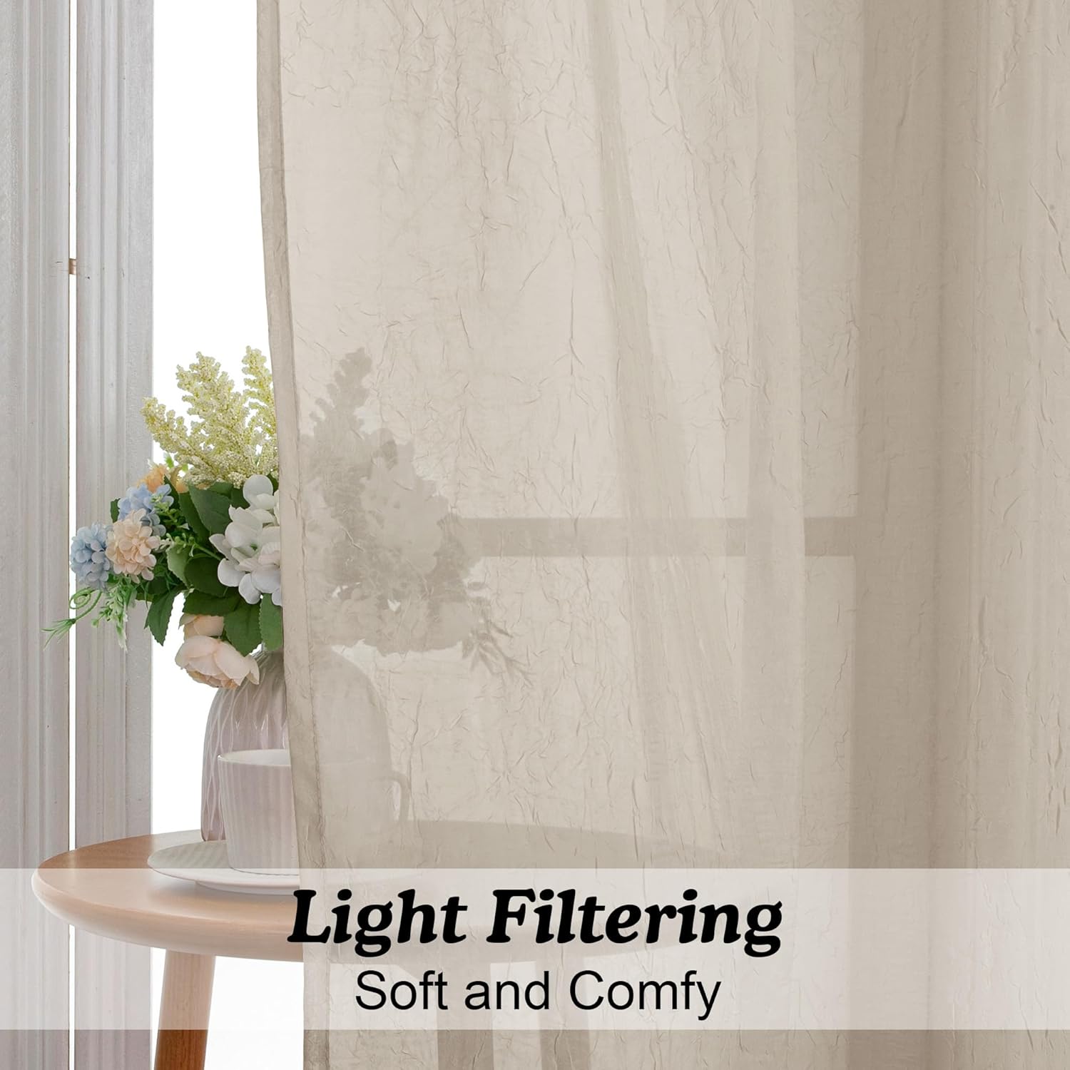 OWENIE Cortinas transparentes Tiers Taupe Kitchen