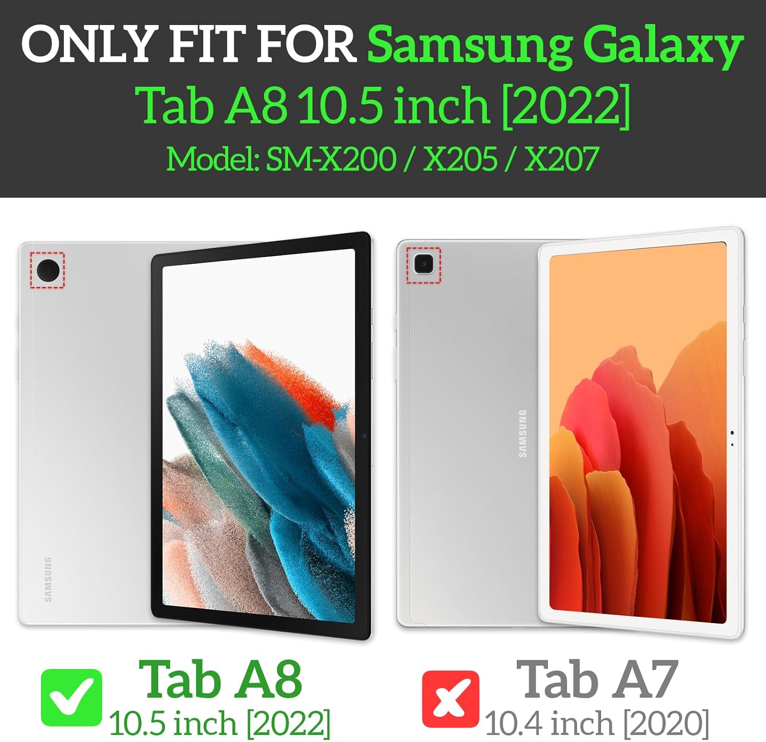Paquete de 2 protectores de pantalla compatibles con Samsung Galaxy Tab A8 de 10.5 pulgadas, modelo SM-X200X205X207, película de vidrio templado