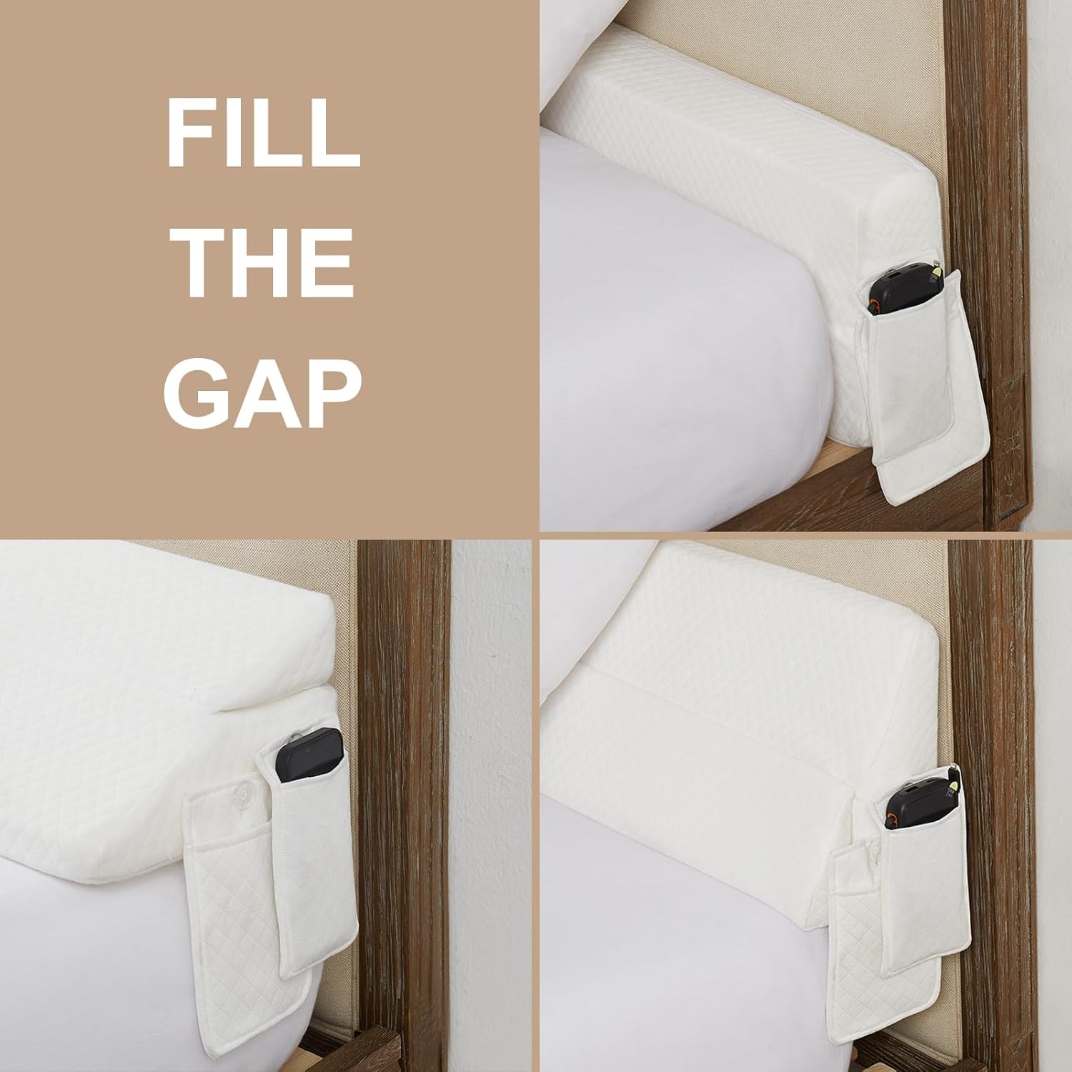 Homemate Almohada plegable de cuña de cama tamaño King de 76 pulgadas para cabecero, relleno de espacio de cama mejorado entre el colchón y la