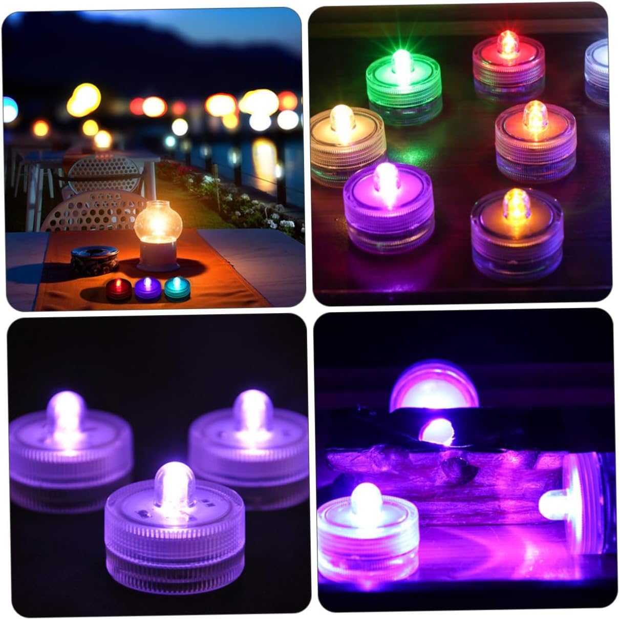 DOITOOL 24 piezas de luz de vela impermeable multicolor cambiante luz de té velas decorativas linternas de té sumergibles luces de té intermitentes