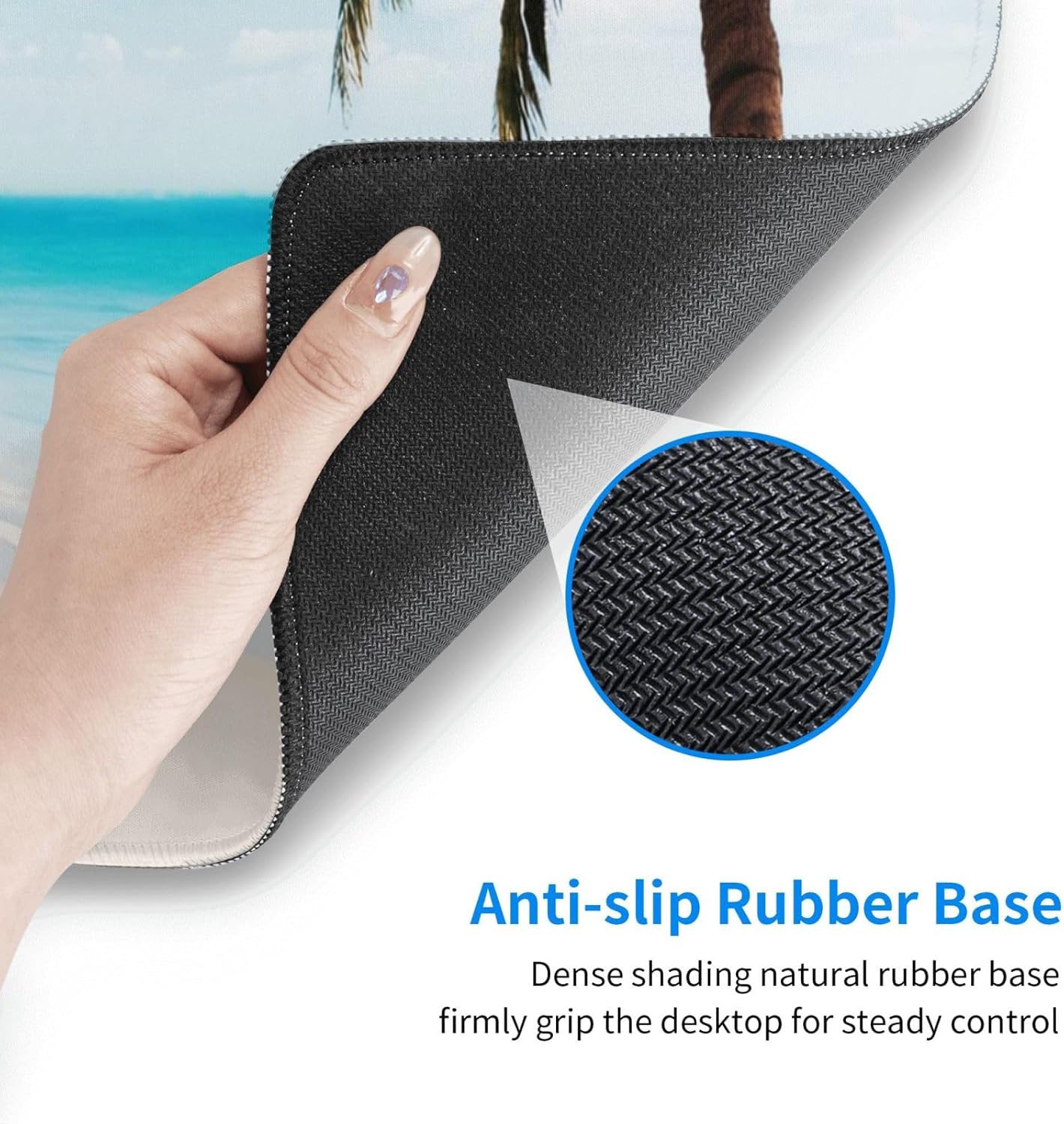 Alfombrilla de mouse grande para juegos, alfombrilla de escritorio, palmera de playa y océano, alfombrilla antideslizante extendida para teclado de