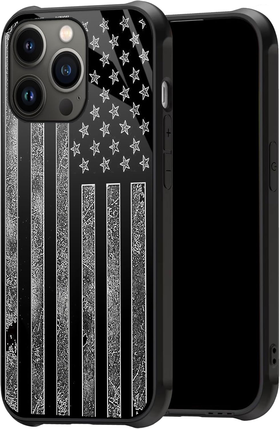 DAHAOGUO Funda compatible con iPhone 11, diseño de bandera estadounidense gris oscuro, silicona suave TPU+PC, parte trasera antideslizante, esquinas