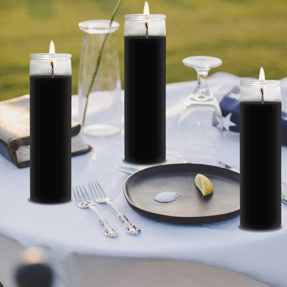 JHENG Vela de cristal de oración devocional de 7 días sin perfume, velas de cera prémium de 2 x 8 pulgadas, ideal para santuario, vigilias,