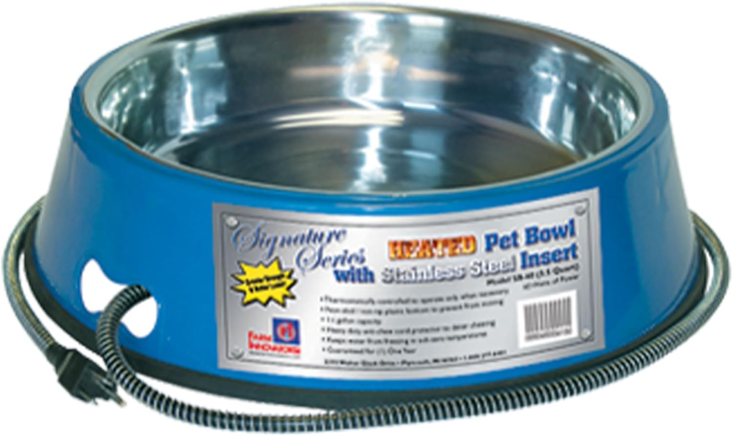 Farm Innovators SB-60 Signature Series – Recipiente eléctrico de agua para mascotas con 5.5 cuartos de galón con inserto de acero inoxidable,