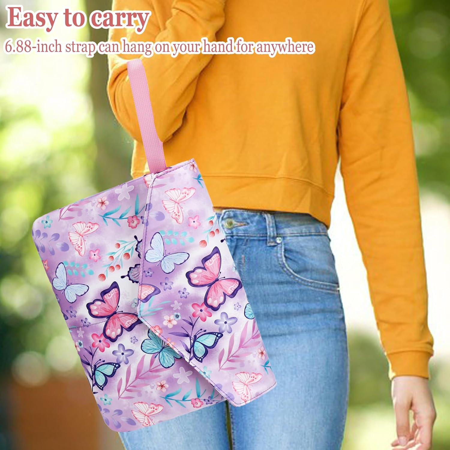 DSIUE Funda protectora de libro para libros de bolsillo, funda grande con asa, 11.6 x 9.3 pulgadas, regalos para amantes de los libros (mariposa