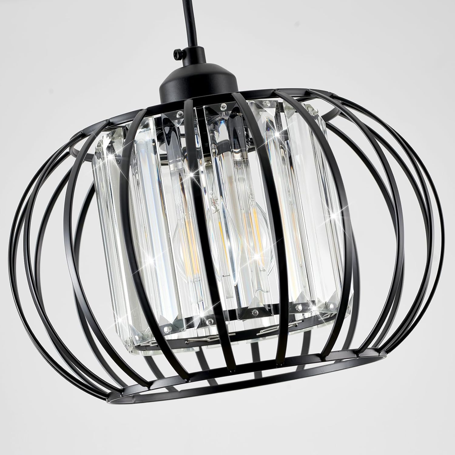 Lámpara colgante negra, luces colgantes de granja con cristal, mini luz colgante ajustable para cocina, moderna lámpara colgante industrial de