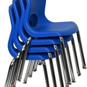 Angeles H, azul con patas cromadas, paquete de 4 sillas MyPosture para niños, 12 pulgadas Angeles H, azul con patas cromadas, paquete de 4 sillas MyPosture para niños, 12 pulgadas
