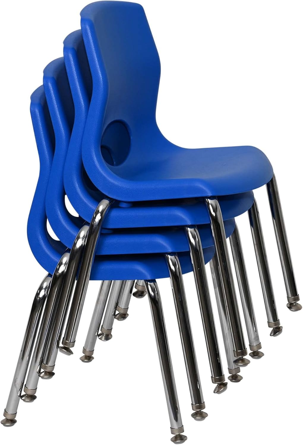 Angeles H, azul con patas cromadas, paquete de 4 sillas MyPosture para niños, 12 pulgadas