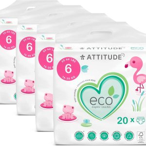 ATTITUDE Pañales no tóxicos, ecológicos, hipoalergénicos, seguros para pieles sensibles, sin cloro, sin fugas y biodegradables, sin fragancia, ATTITUDE Pañales no tóxicos, ecológicos, hipoalergénicos, seguros para pieles sensibles, sin cloro, sin fugas y biodegradables, sin fragancia,