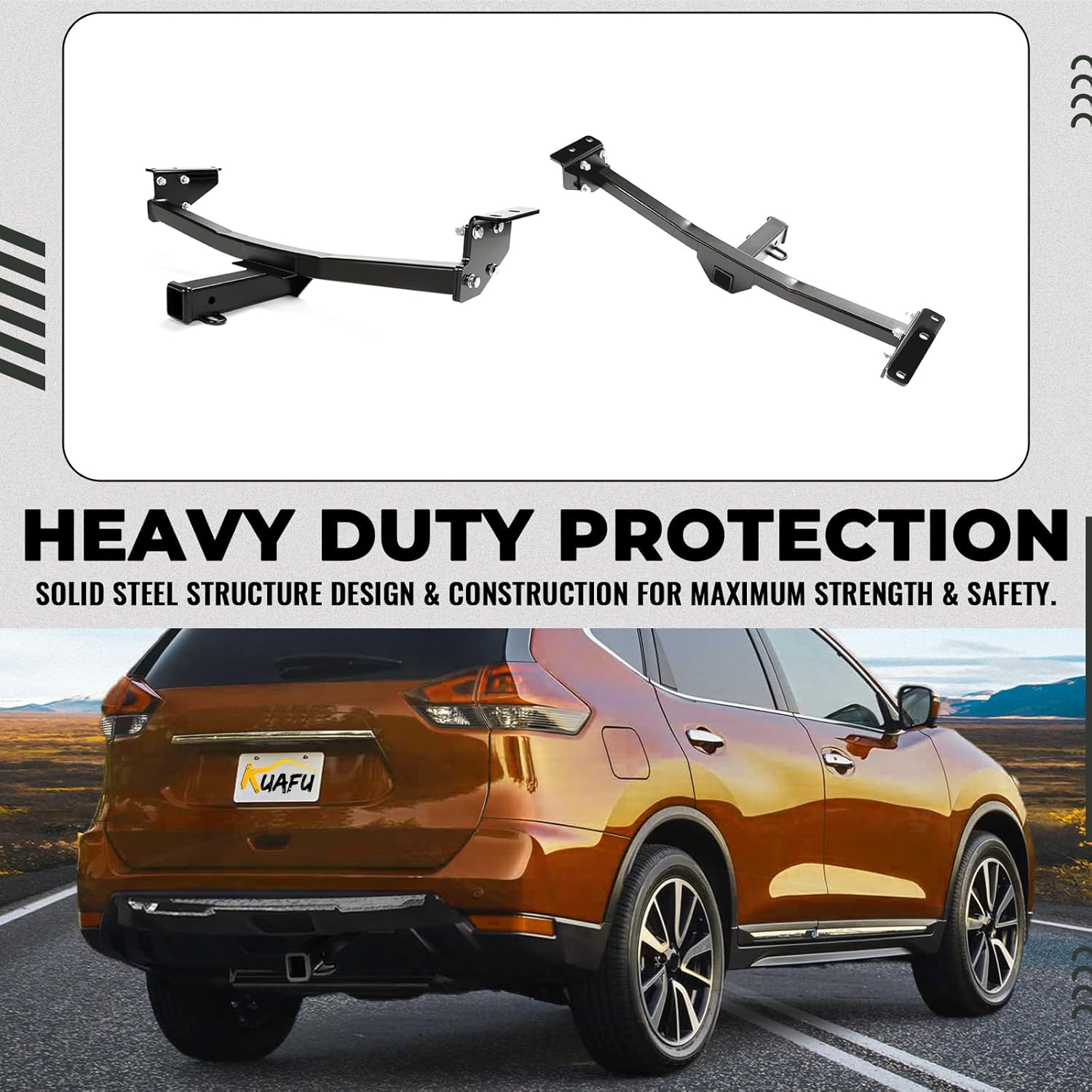 KUAFU Receptor de enganche de remolque de remolque clase 3 de 2 pulgadas compatible con modelos Nissan Rogue 2008-2020 Nissan Rogue Select 2014-2015