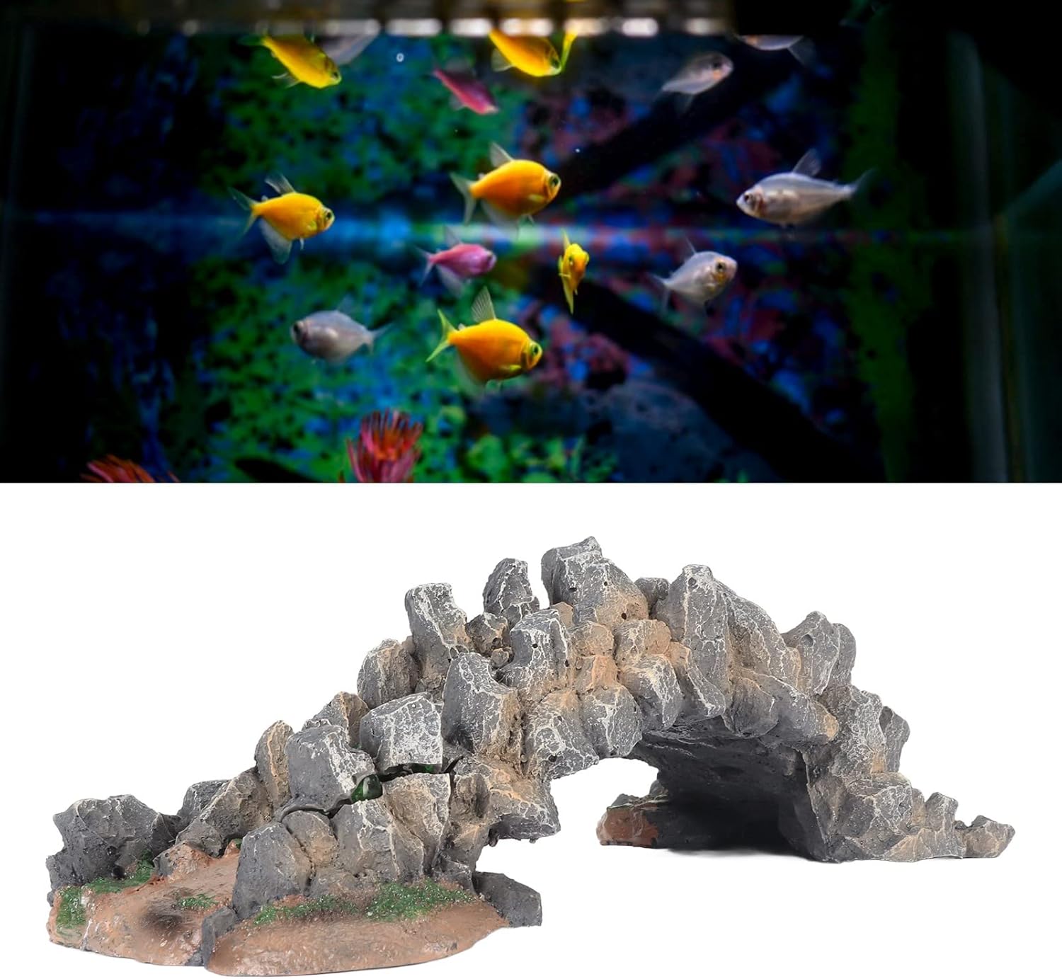 Puente de arco de resina para acuarios hermosa decoración para peceras y seguro para peces