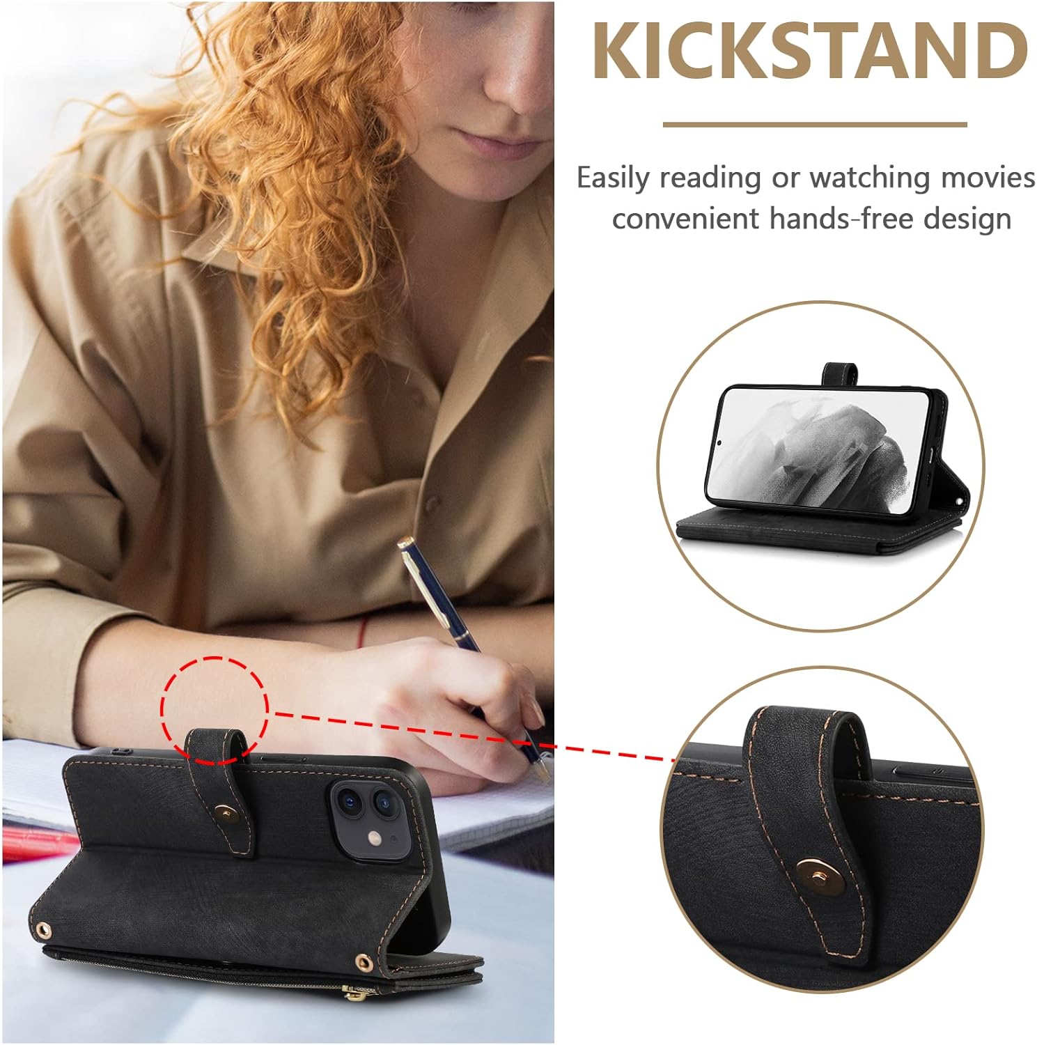 UEEBAI Funda para iPhone 12 Mini de 5.4 pulgadas, 9 ranuras para tarjetas, cartera de cuero retro a prueba de golpes, con correa de mano, ranuras