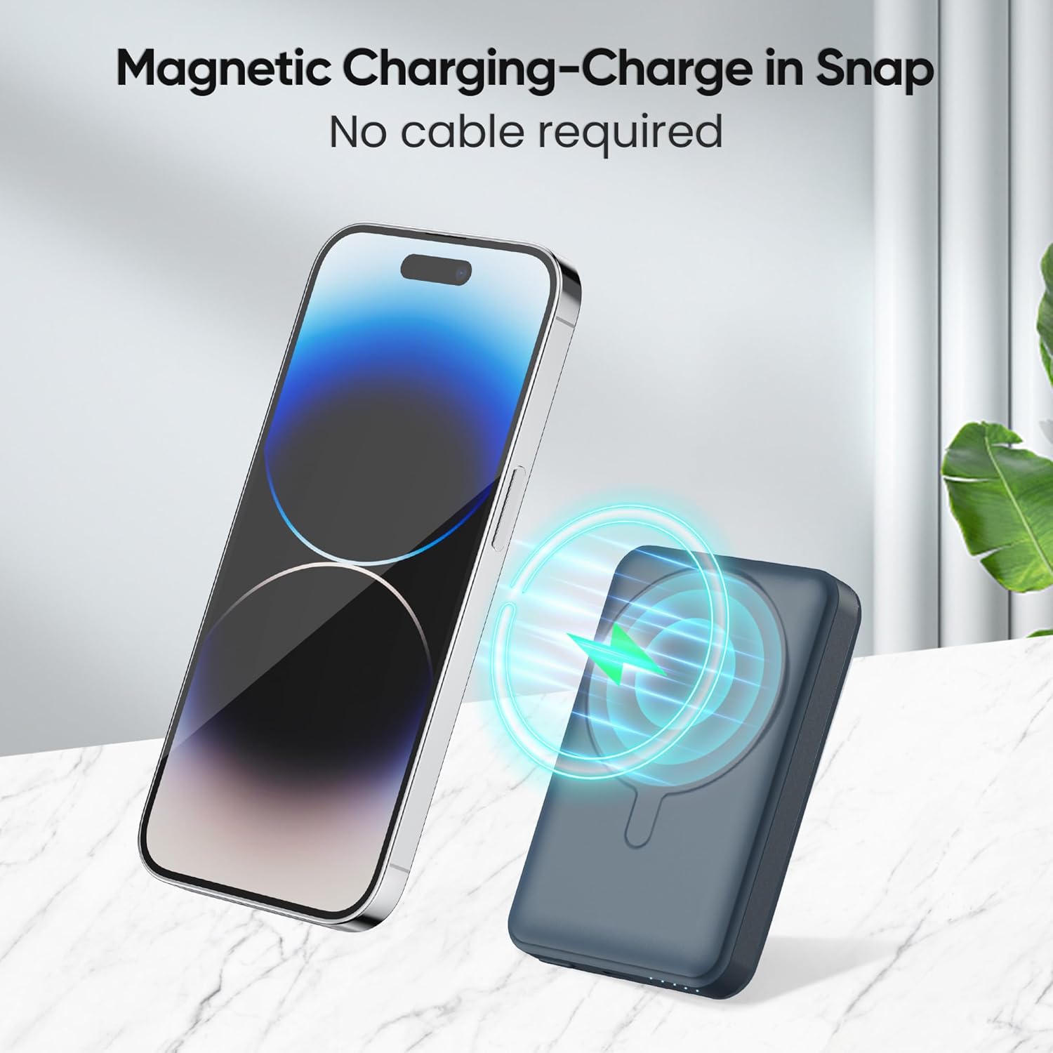 Cargador portátil, batería de 10000 mAh para Apple, banco de energía compatible con cargador portátil magnético para iPhone serie 14, 13, 12 (azul