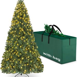 Árbol de abeto de Navidad artificial preiluminado de 7.5 pies con luces, árbol con bisagras de alta calidad para el hogar, oficina, decoración de Árbol de abeto de Navidad artificial preiluminado de 7.5 pies con luces, árbol con bisagras de alta calidad para el hogar, oficina, decoración de
