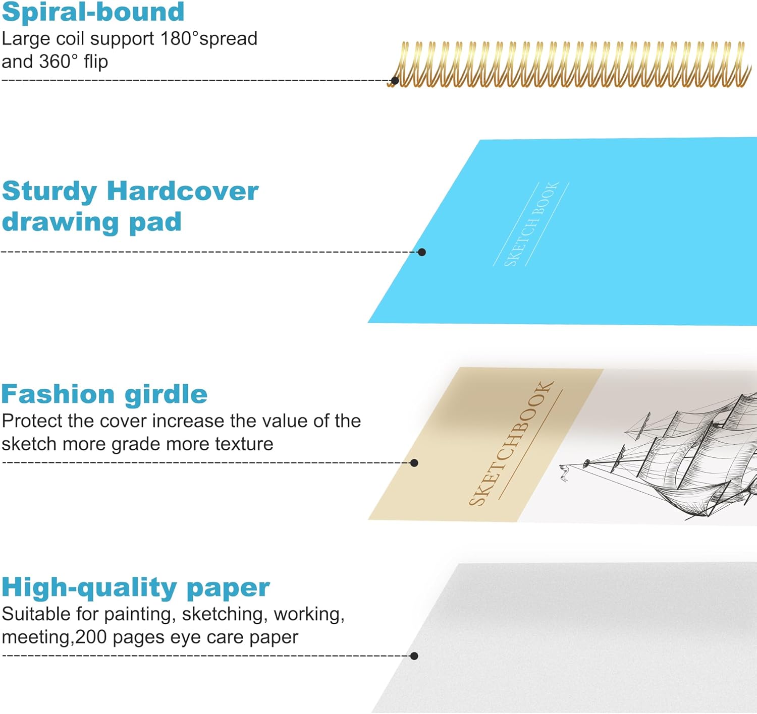 Yoment Cuaderno de bocetos de 5.5 x 8.5 pulgadas para dibujar pequeño en espiral para niños, cuaderno de bocetos de tapa dura (68 libras3.53 ozm),