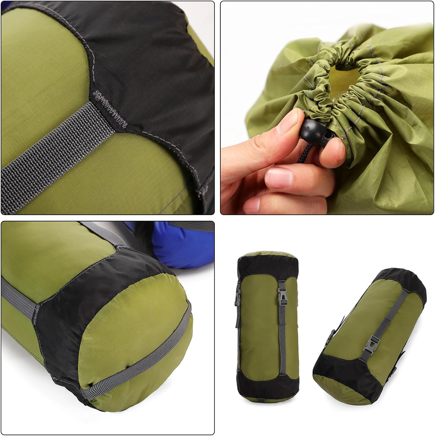 TRIWONDER Saco de compresión de nailon para artículos de compresión, saco de dormir, bolsa de dormir con solapa para el polvo para mochileros,