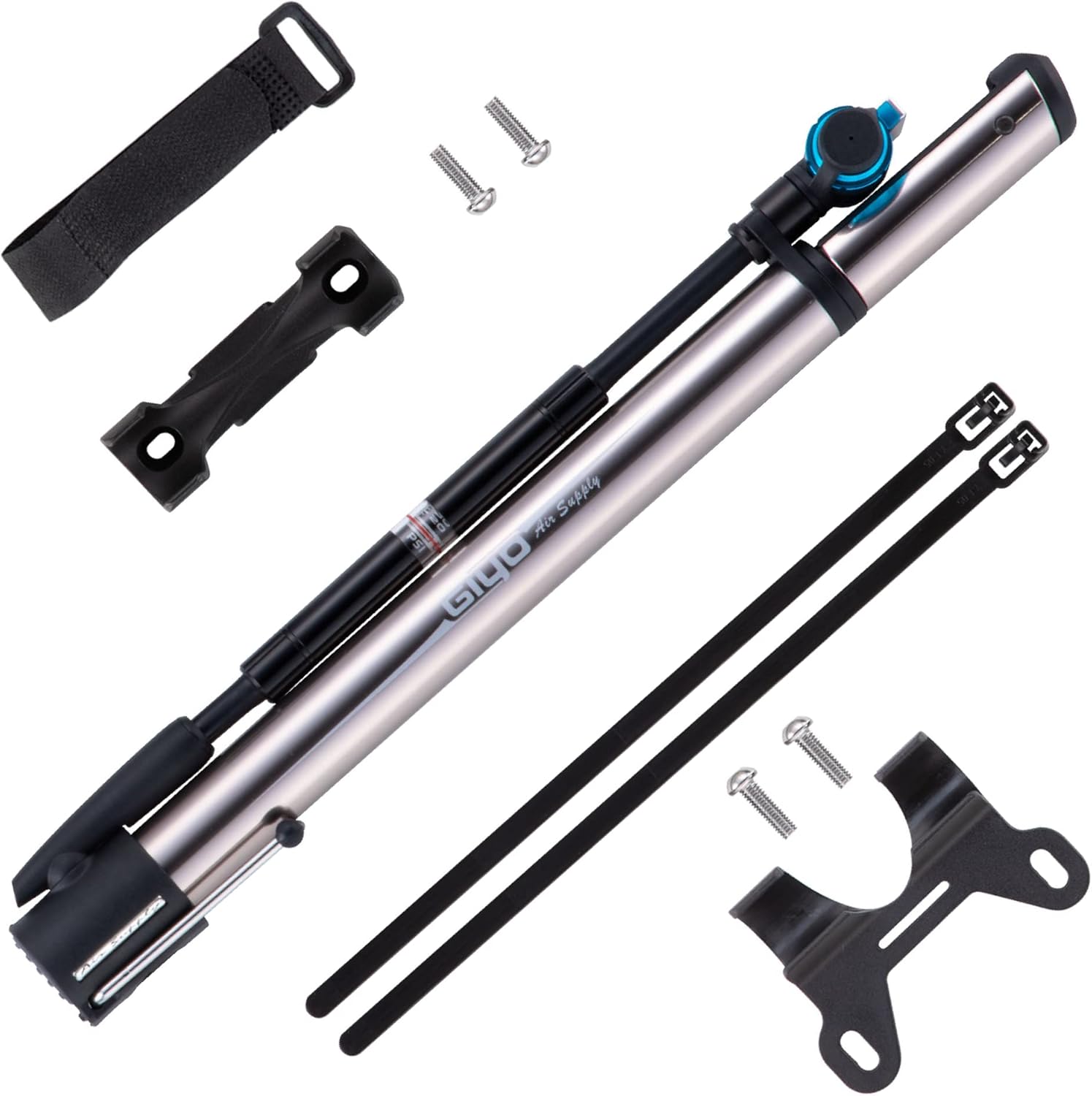 GIYO GM741 – Bomba de bicicleta de alta precisión con medidor  Bomba de piso portátil, duradera y ligera para bicicletas de montaña y carretera, 140