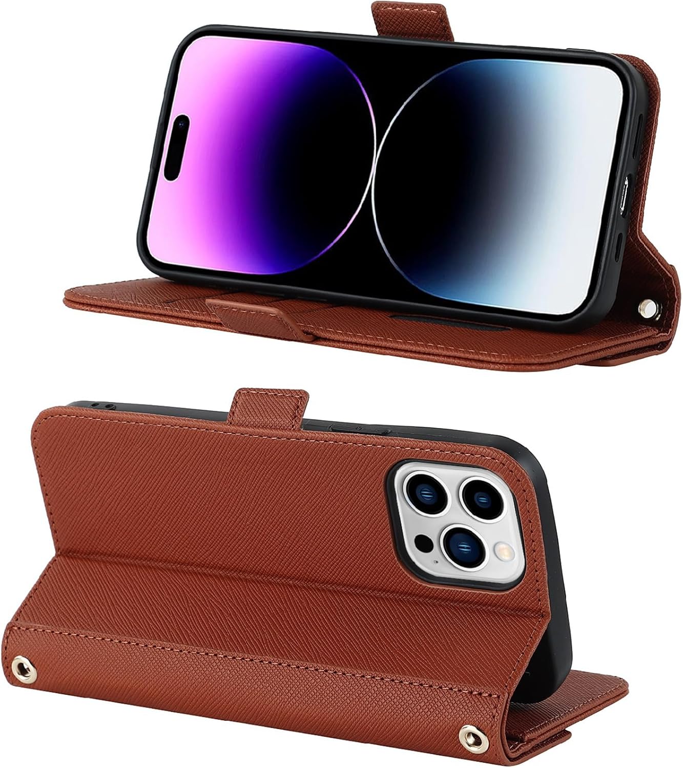 Jaorty Funda tipo cartera cruzada para iPhone 15 Pro Max con correa de cordón ajustable, soporte para tarjetas de crédito de 6.7 pulgadas, bolso de