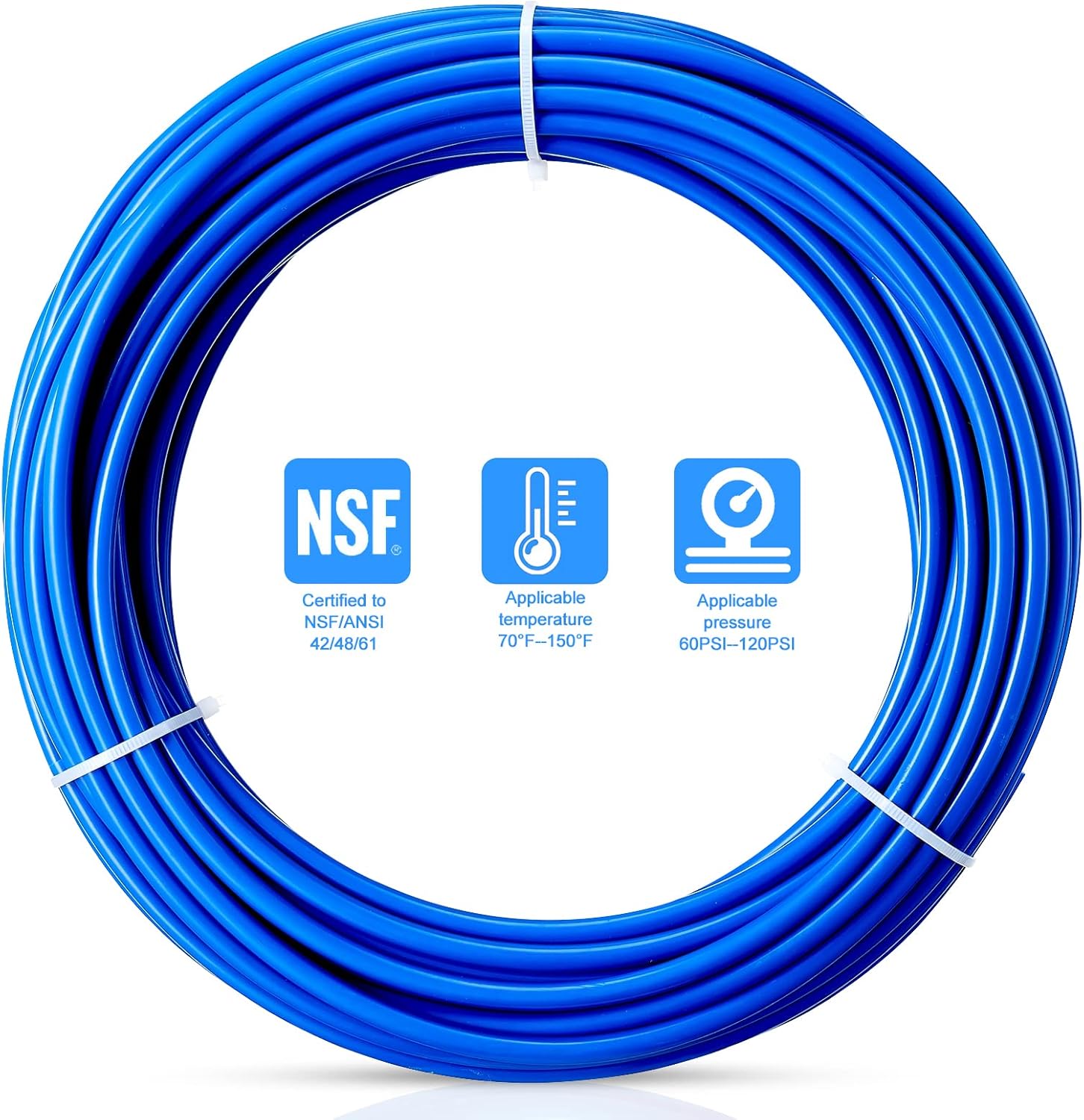 Tubo de agua O.D.RO de 100 pies de 14 de pulgada, tubo certificado NSF para sistema de filtro de purificador de agua RO (ósmosis inversa), manguera