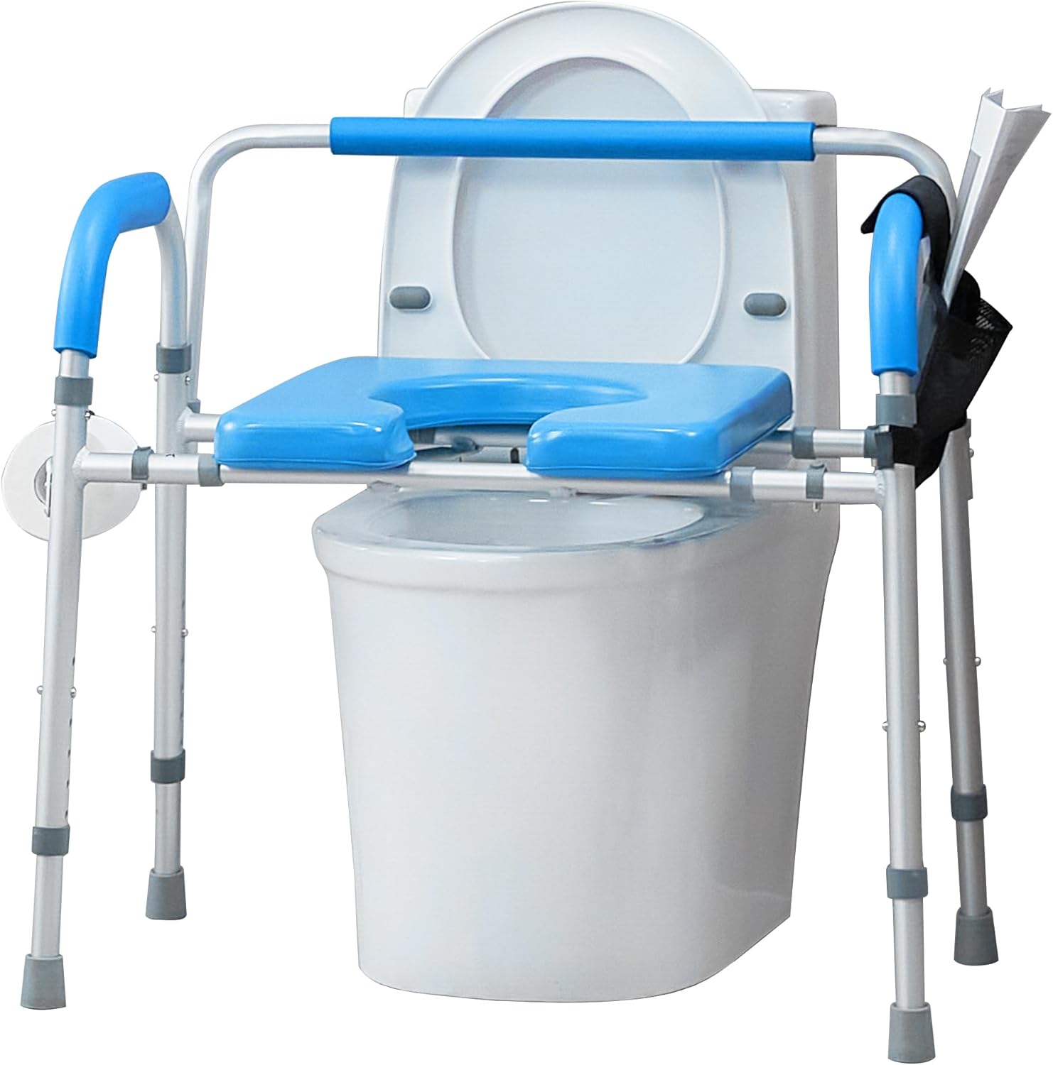 Asiento de inodoro elevado de alta resistencia con reposabrazos y respaldo, elevador elevado de asiento de inodoro 450 libras, silla médica de