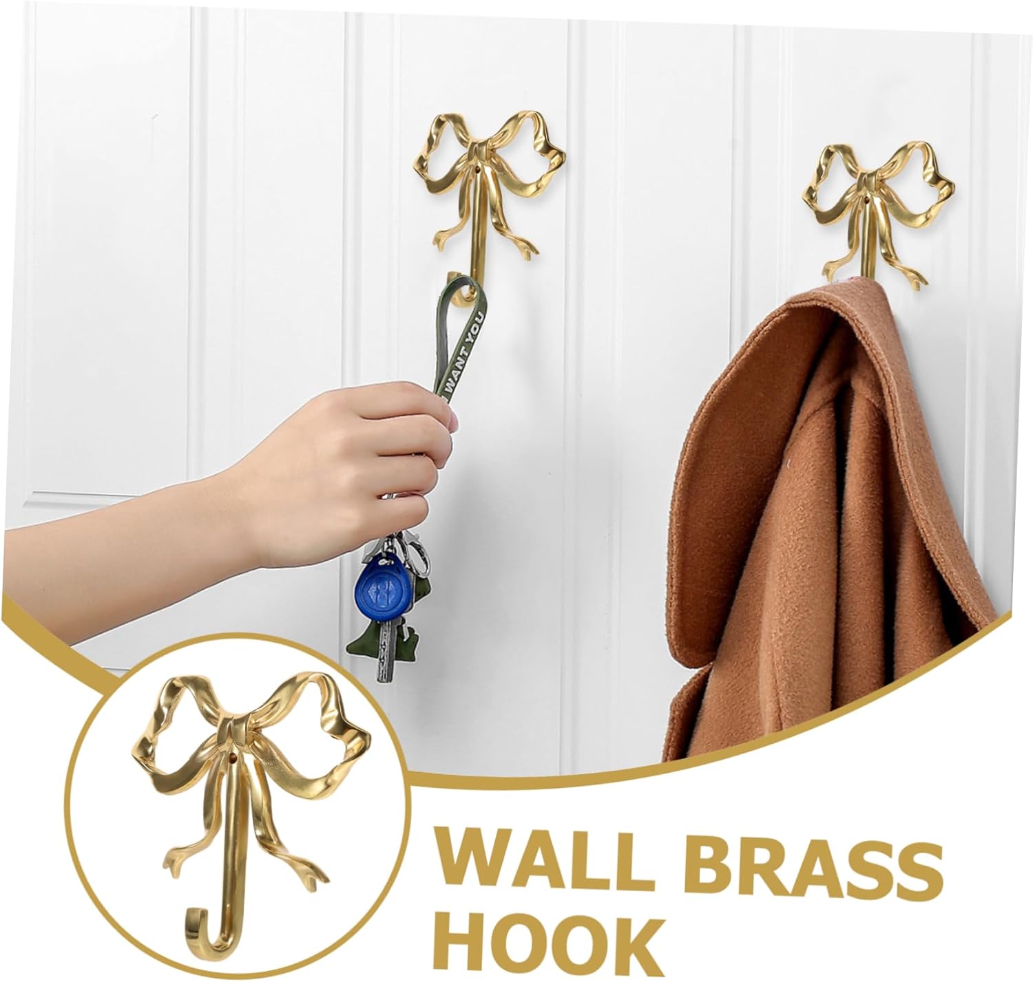 Zerodeko Gancho de lazo para colgar en la puerta, gancho de clavija de pared, ganchos de puerta, ganchos decorativos, gancho de cocina, gancho para