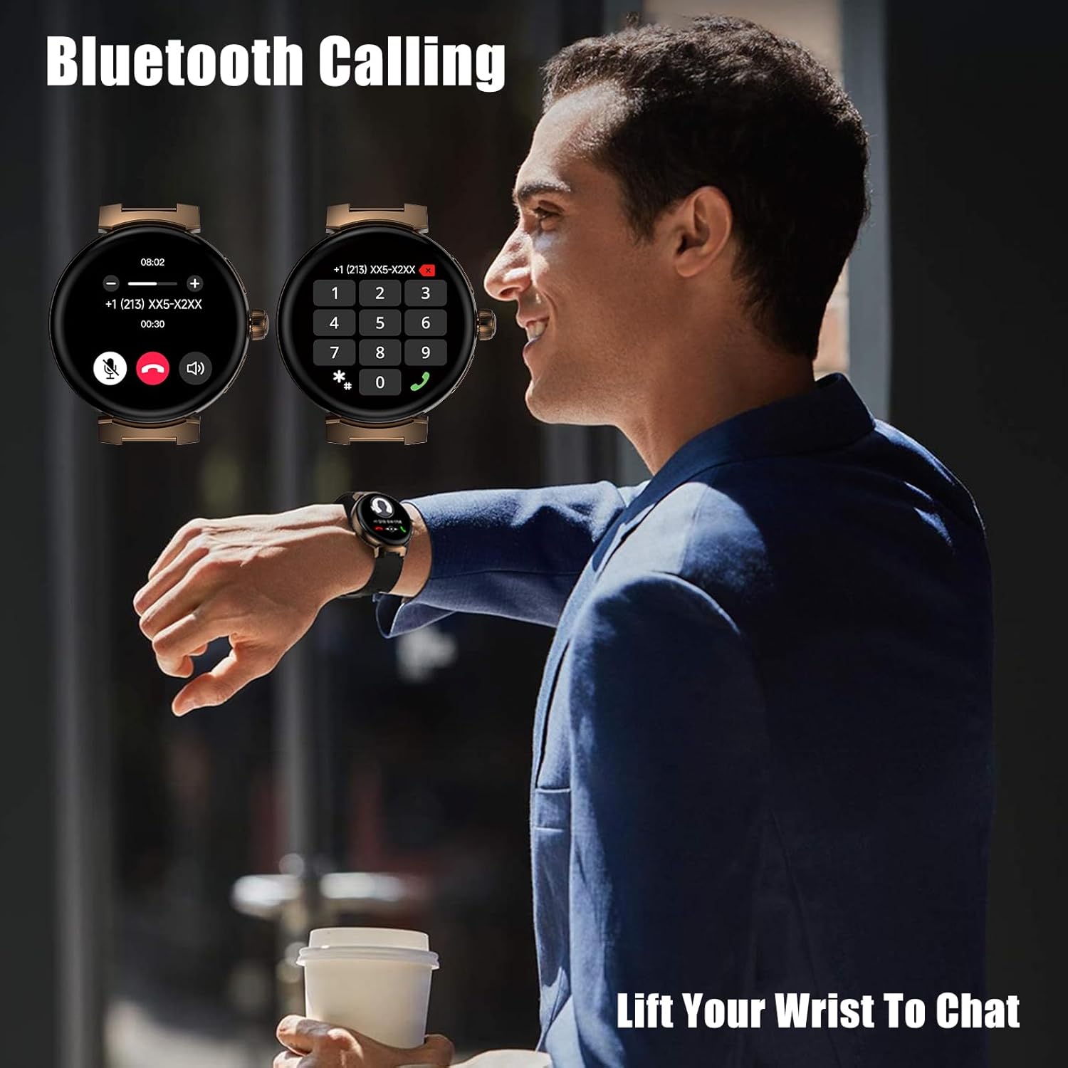 aigo Reloj inteligente para hombres y mujeres, llamadas Bluetooth, rastreador de salud con frecuencia cardíaca, monitoreo del sueño, pantalla HD de