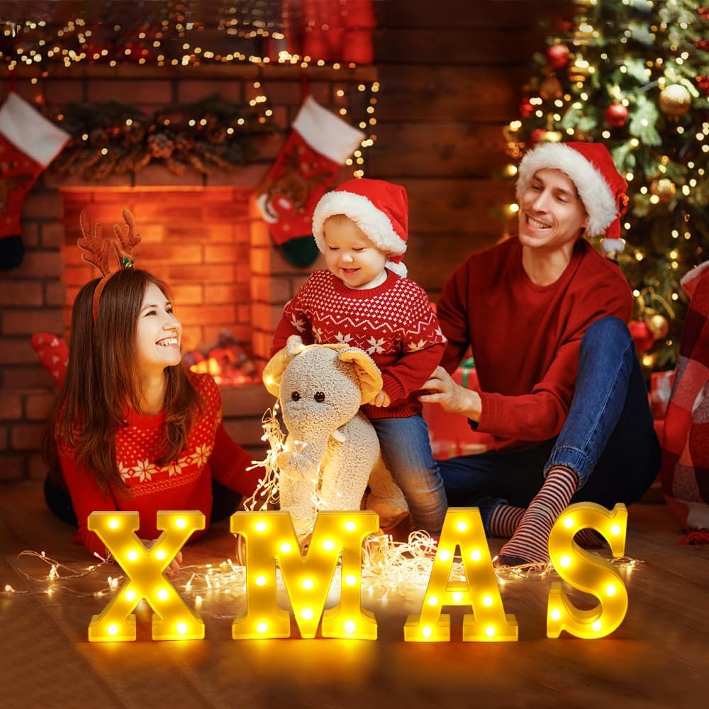 XIMISHOP Decoración de Navidad para interiores, 4 luces LED de marquesina iluminadas, luces de Navidad para Navidad, hogar, cocina, chimenea,