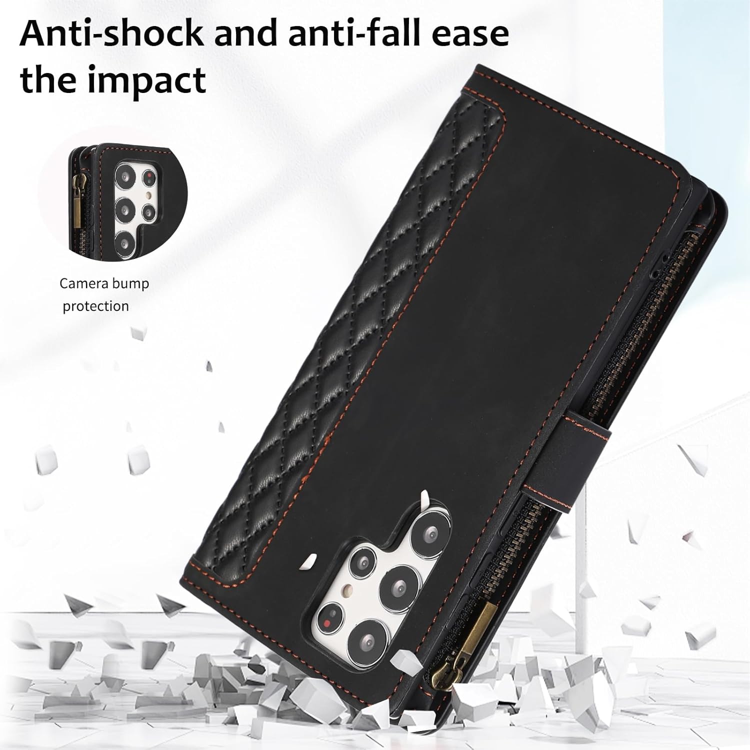 Asuwish Funda de teléfono para Samsung Galaxy S23 Ultra 5G Funda tipo cartera con protector de pantalla de vidrio templado y correa para la muñeca