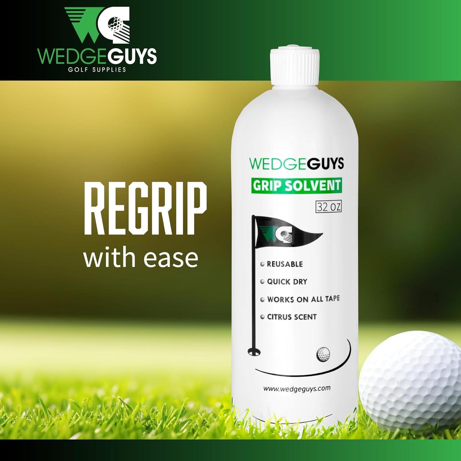 Wedge Guys Disolvente profesional de cinta de agarre de golf para regripping palos de golf  Solución solvente de agarre de golf para fácil