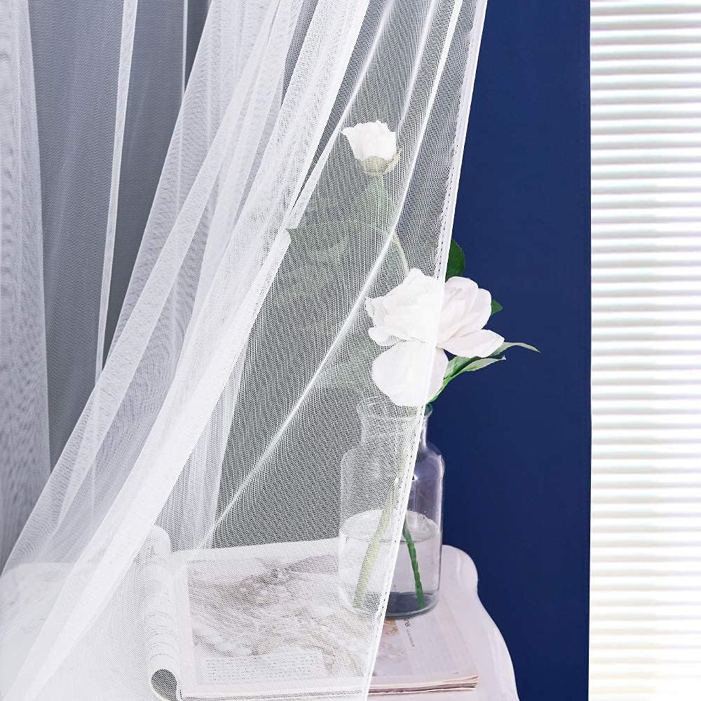 PONY DANCE Cortinas opacas azul marino, cortinas grandes de doble capa con elegancia transparente, cortinas para sala de estar, para mezclar y