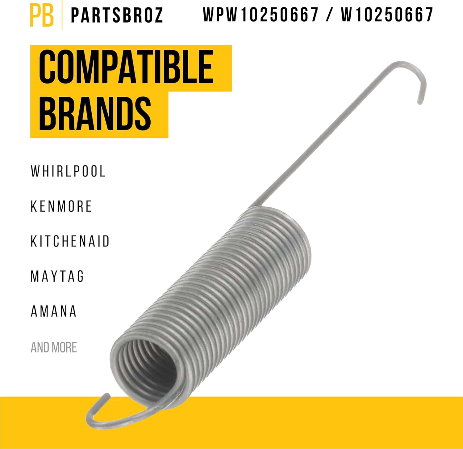 WPW10250667 Muelle de suspensión  Compatible con Whirlpool Kenmore KitchenAid Maytag Lavadora Secadora  Reemplaza WPW10250667 AP6017818 W10250667