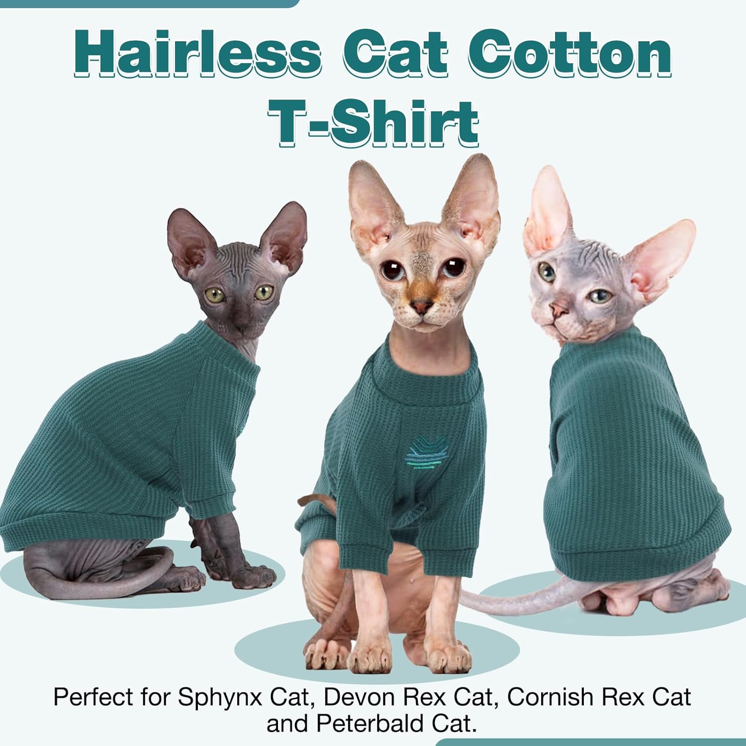 ROZKITCH Sphynx – Ropa de gato, camisa transpirable sin pelo con mangas, suéter de cuello alto para gatito, pijama para Cornish Rex, Devon Rex,