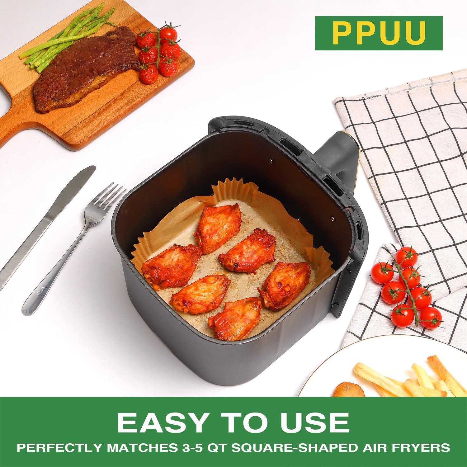 Forros desechables para freidora de aire, papel pergamino para freidora de aire de 6.5 pulgadas, compatible con COSORIChefmenInstantPot 3-5QT