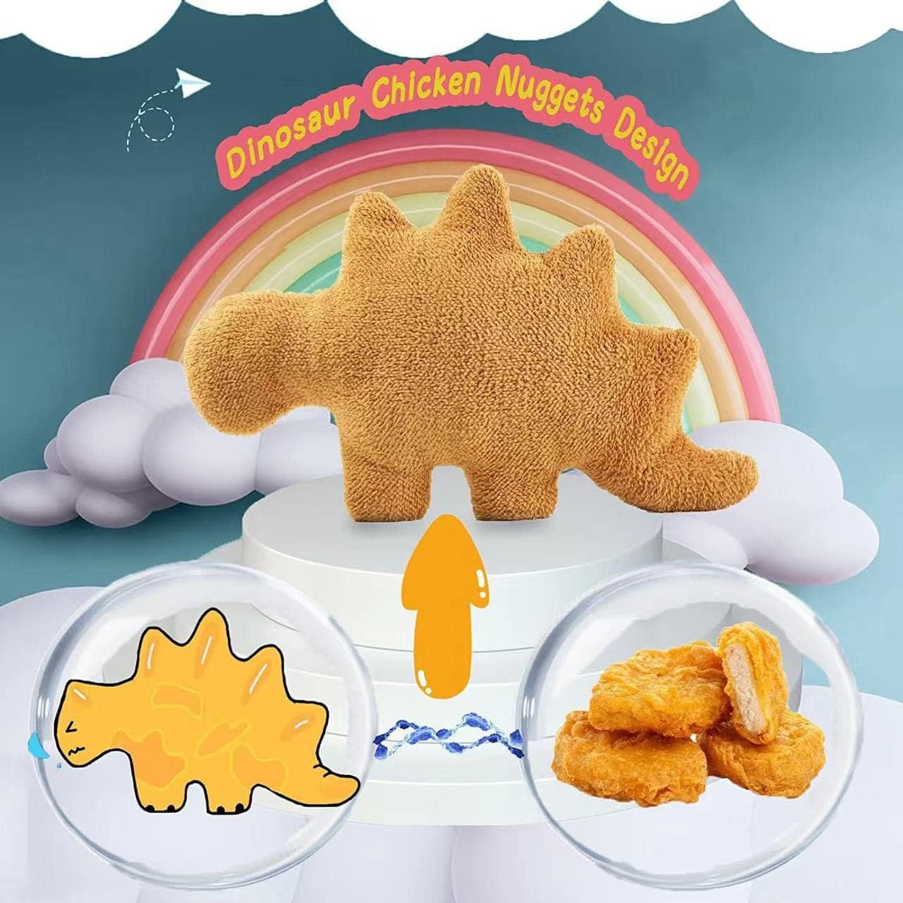 voiv Dino Nugget Pillow – Party Decorations and Birthday Decorations with Chicken Nugget Plush Toys, Creative Gifts for Boys and Girls (Stegosaurus)