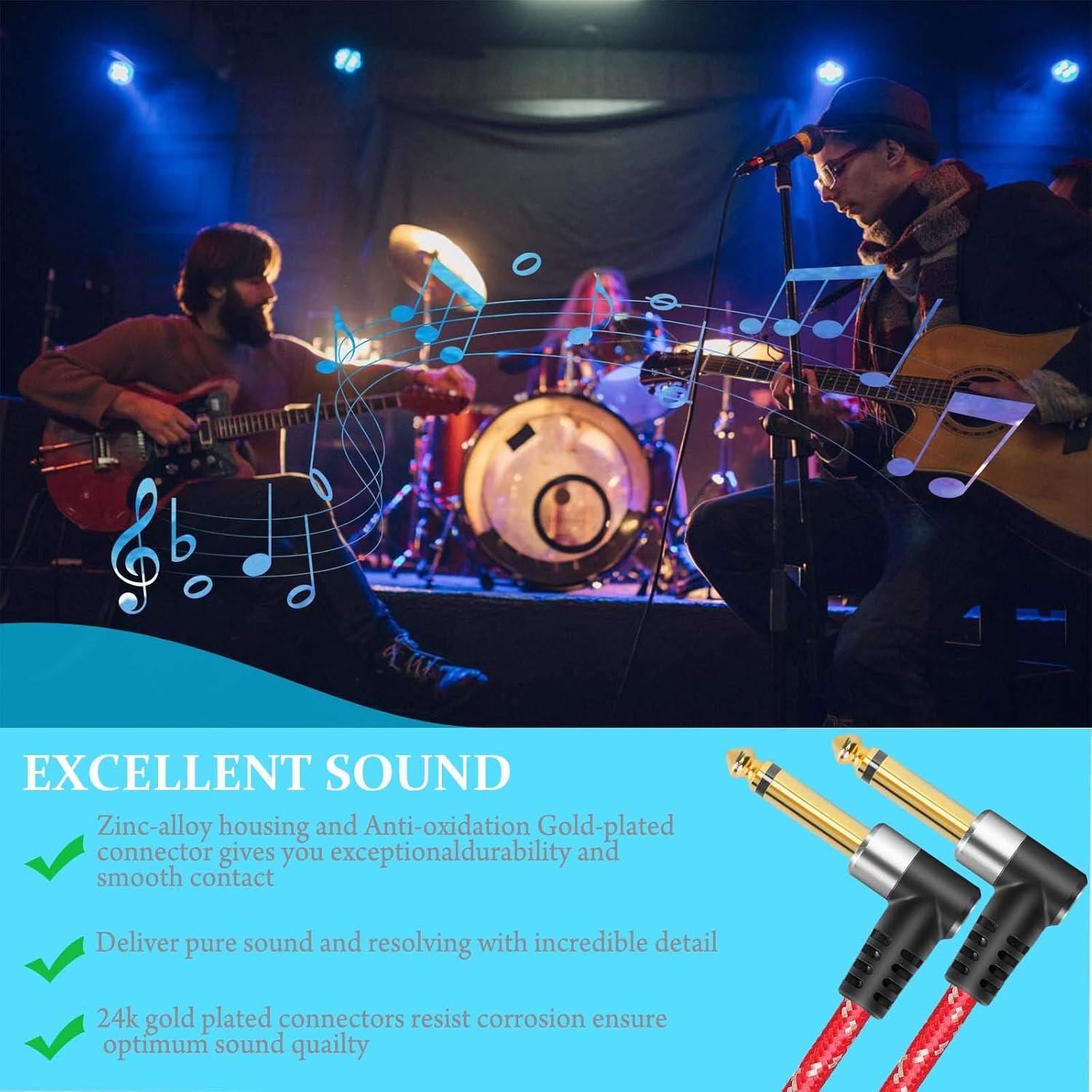 Sikaite 0.138 in 18″ TRS a Dual 0.250 in 14″ TS Mono Stereo y Cable Splitter Line 50ft, Compatible con iPhone, iPod, tarjeta de sonido de
