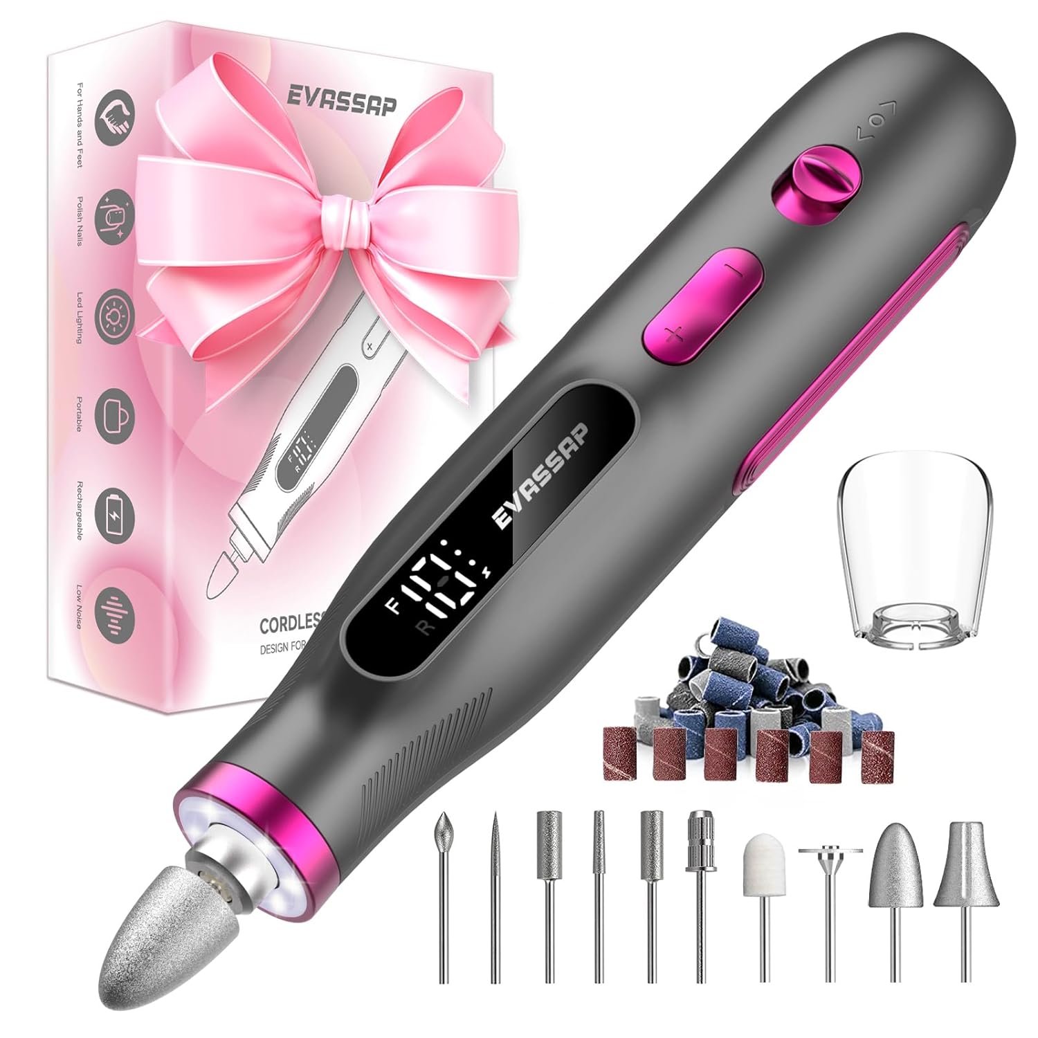 Taladro de uñas profesional, kit de lima de uñas eléctrica para uñas de gel acrílicas, herramientas eléctricas de manicura y pedicura, regalo de