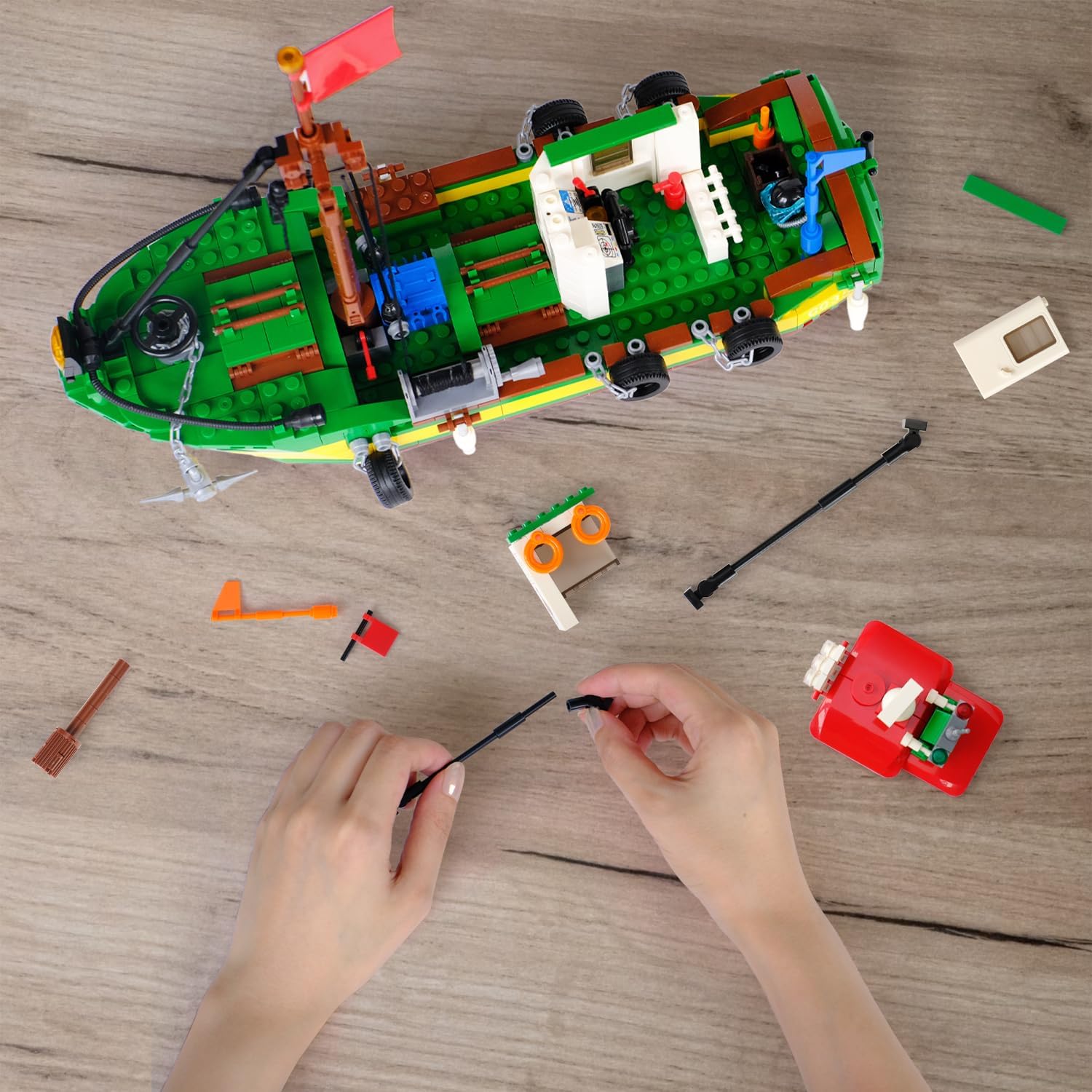WVINVW Juego de construcción de barcos de pesca, bloques de construcción de pesca de mar, colección de juguetes de decoración, juguetes de barco de