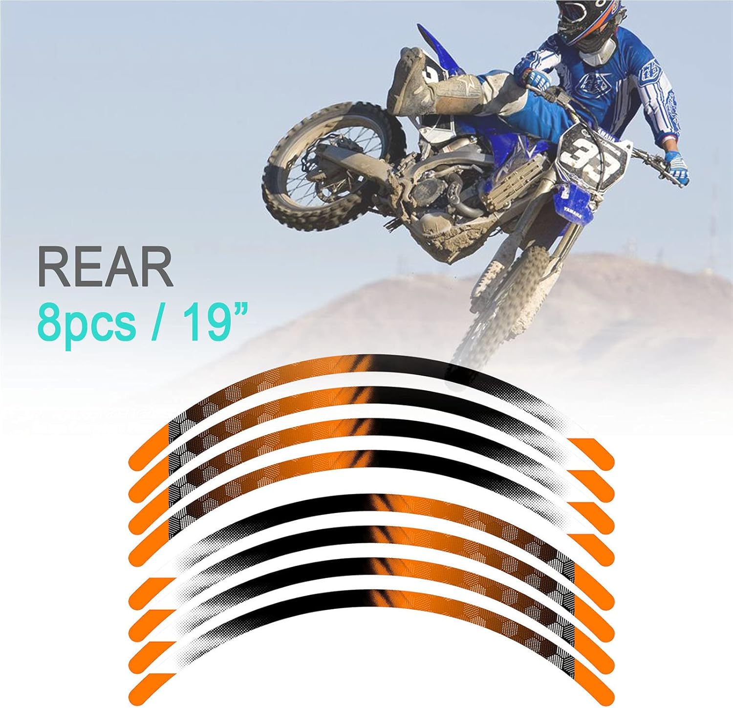 Cinta adhesiva para llanta de motocross B01, 21 de 19 pulgadas, compatible con RMZ 250 450 RM-Z250 RM-Z450 (naranja)