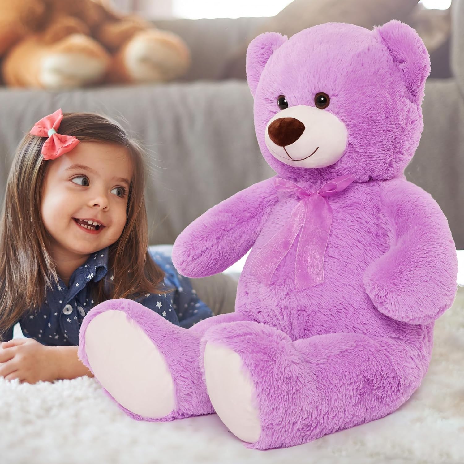 CYBIL HOME – Oso de peluche gigante para novias y niños, 35 pulgadas, (color morado).