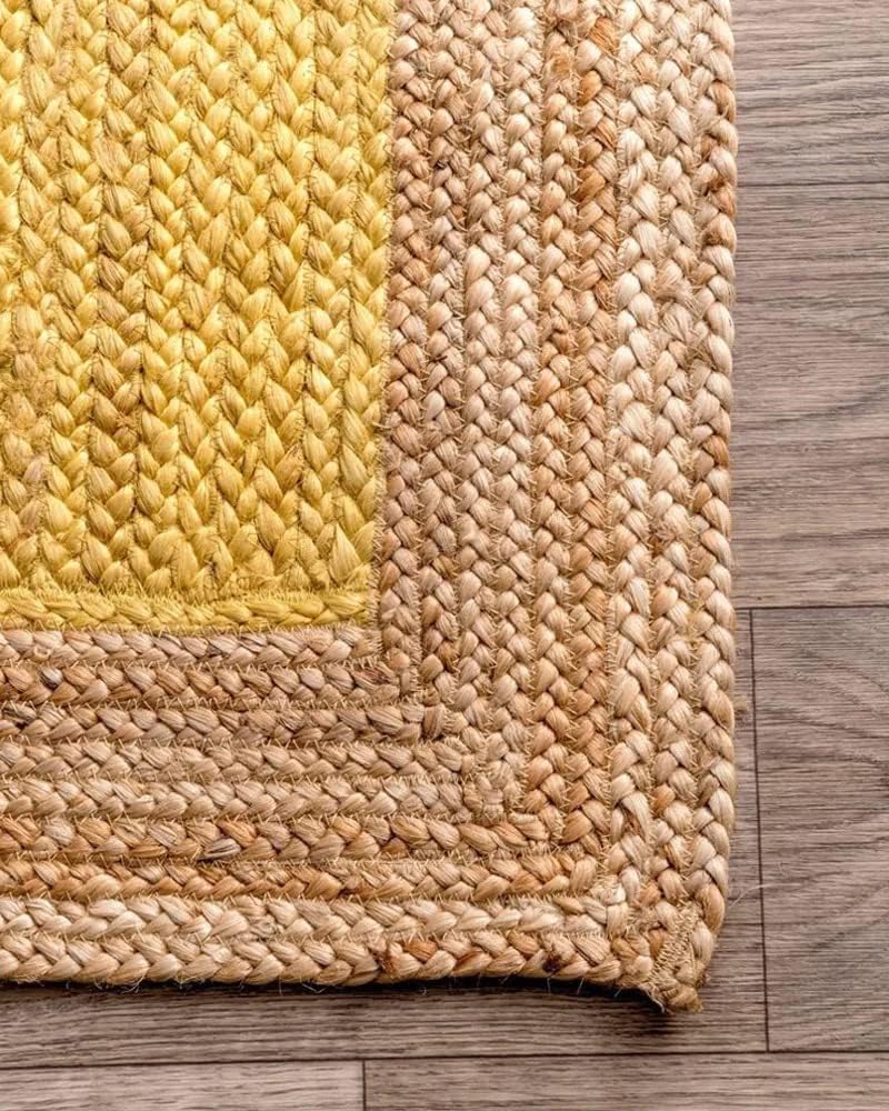 Durrie India Bohemian Collection – Alfombra decorativa de yute hecha a mano con flecos, colección de fibra natural, 5 x 7 pies 6 pulgadas, para sala