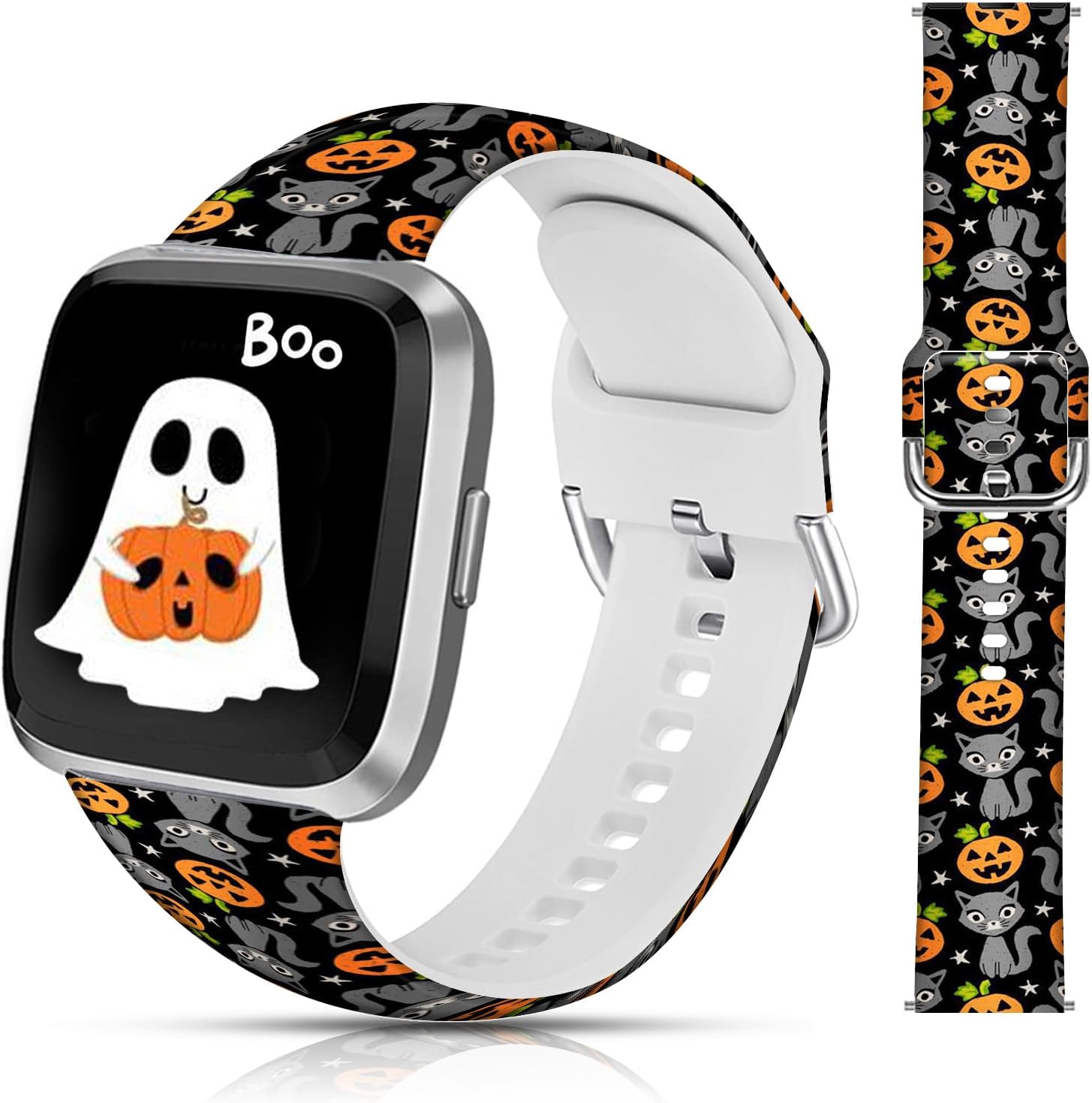 Correa deportiva de repuesto de silicona con diseño floral de Navidad, no se decolora, compatible con Fitbit Versa 2, Fitbit Versa, Versa Lite,