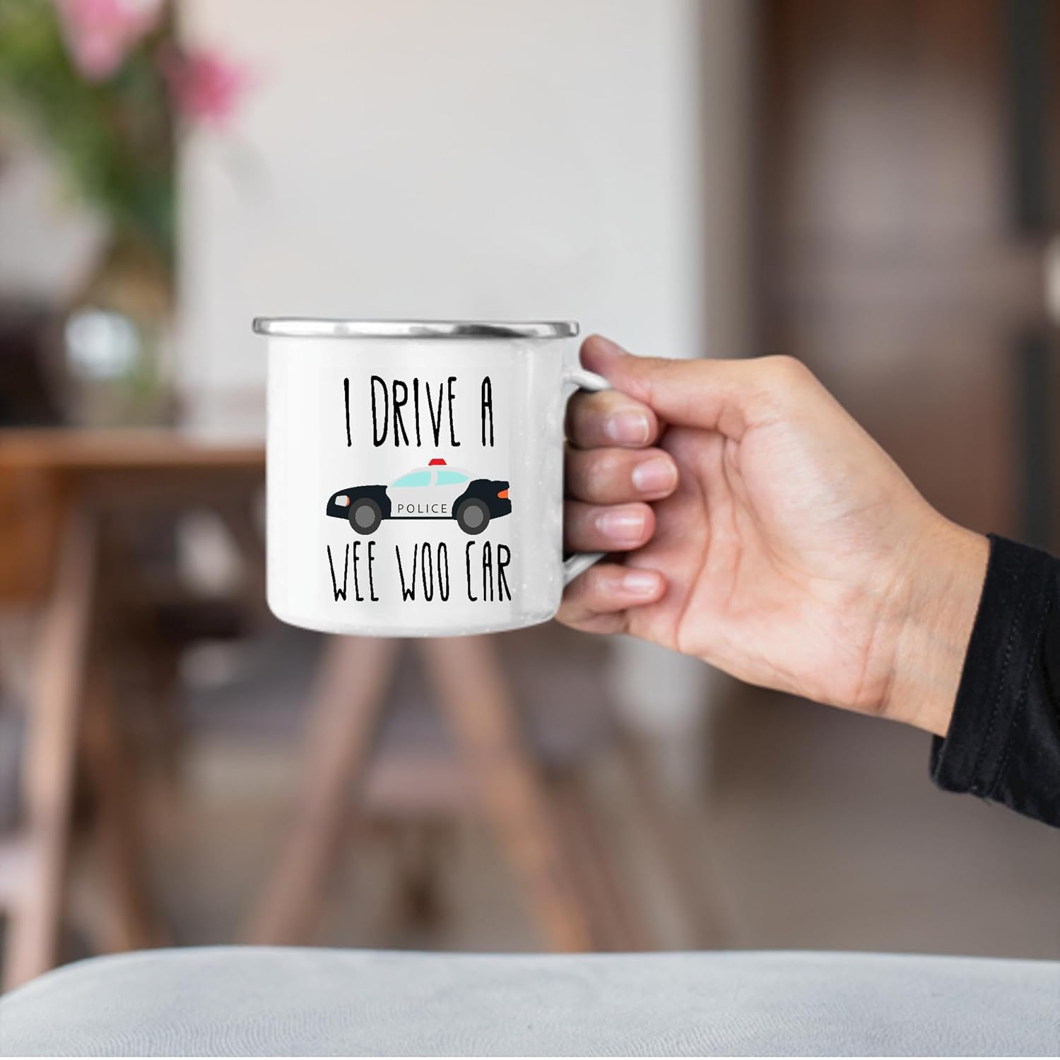 Police Officer Gift Funny Mug Perfect Grad Gift for Cops 12oz Enamel Silver Mug