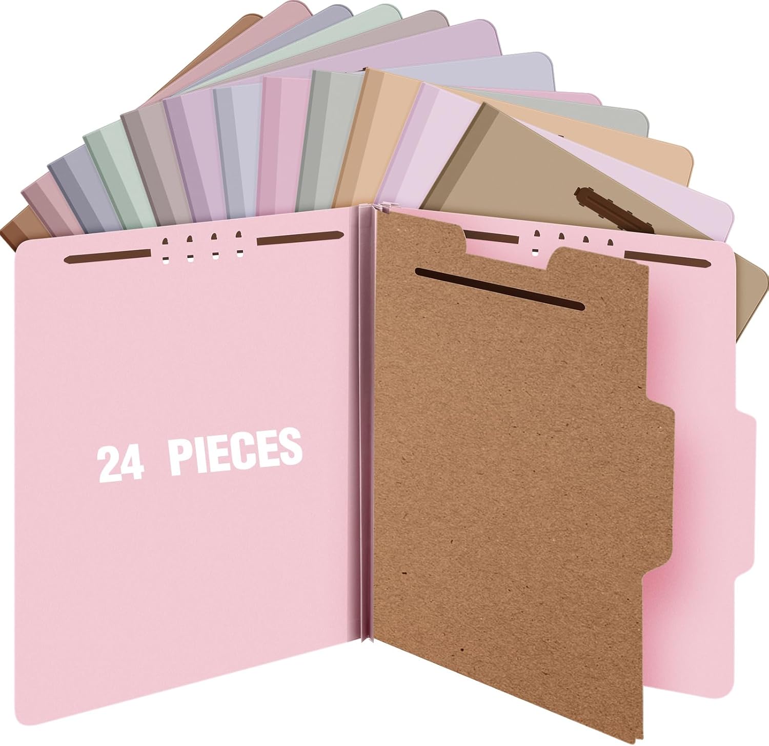 Yaomiao 24 carpetas de clasificación de 2 pulgadas, 1 carpeta de archivos de clasificación con sujetadores, carpeta de oficina tamaño carta con